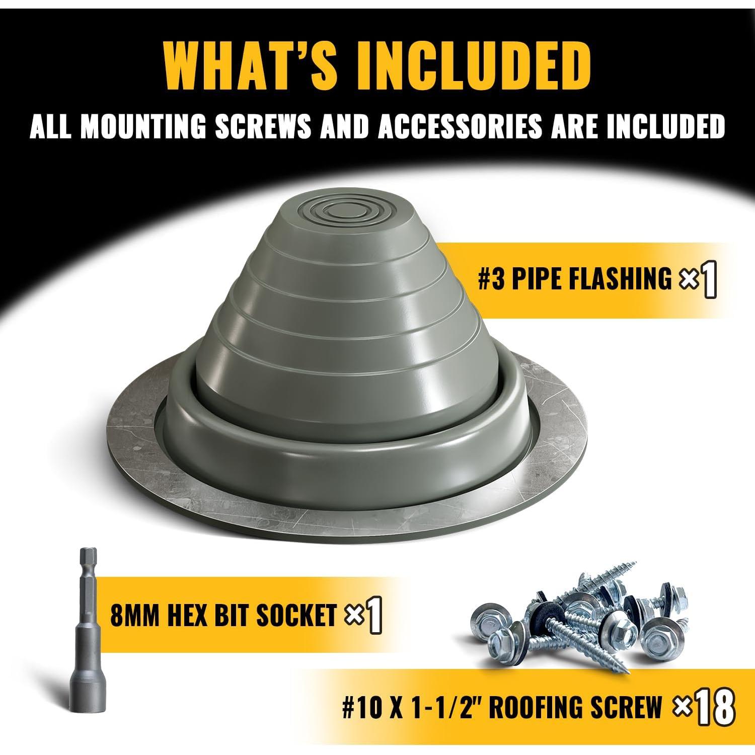 Bota de Sellado VIVIDA #3 para Tuberías de Techo de Metal 6.35-12.7 cm