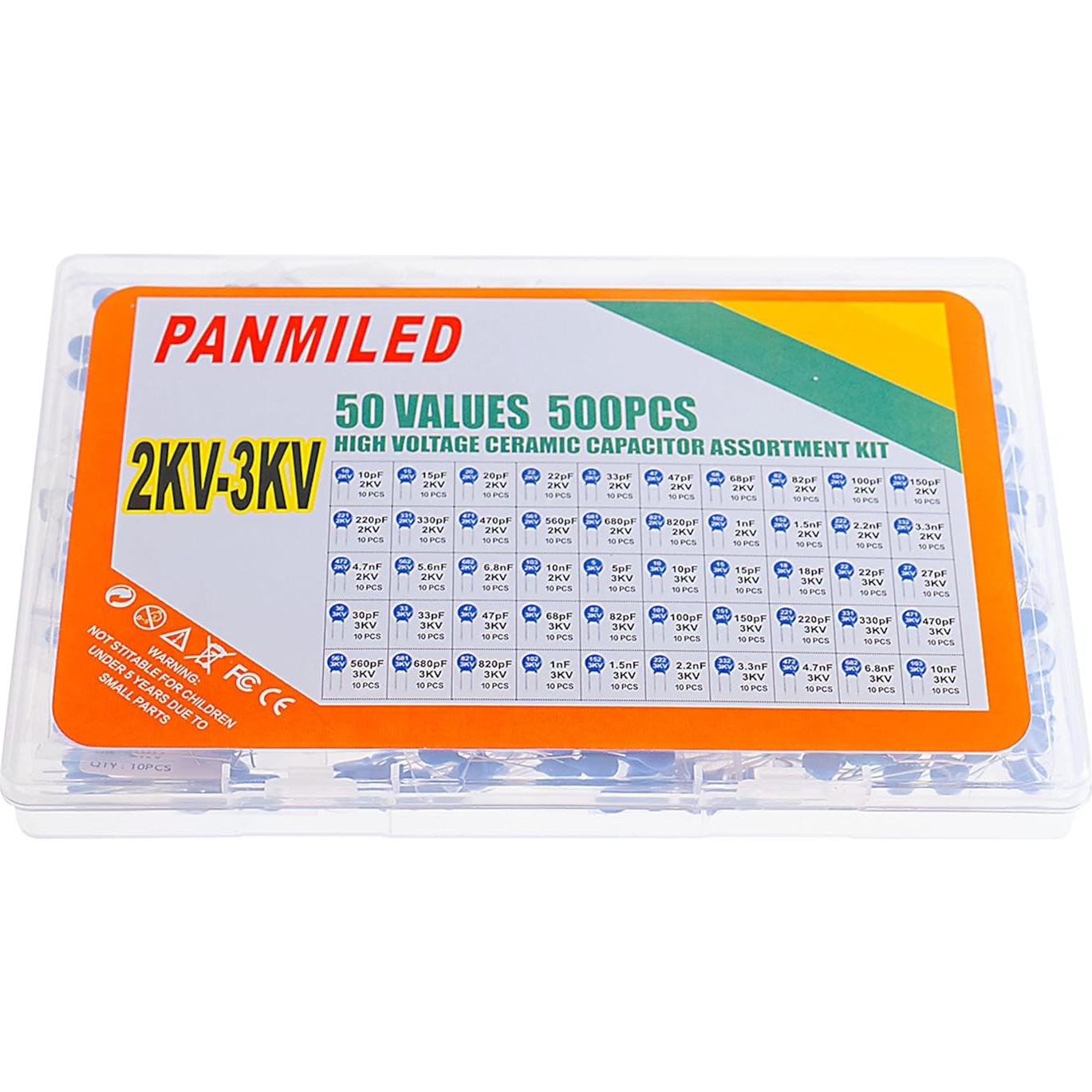 Kit de Capacitores Cerámicos Alta Tensión PANMILED 500 Piezas