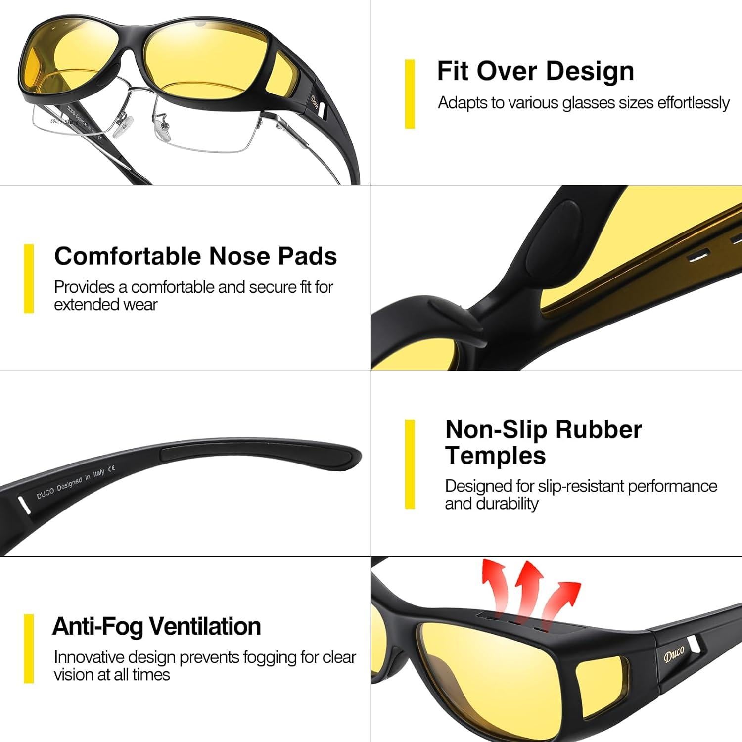 Gafas de Conducción Nocturna DUCO Amarillas Polarizadas
