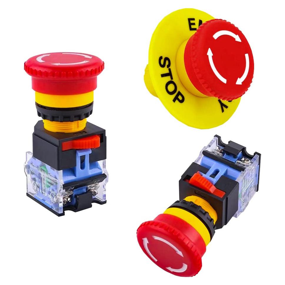 Botón de Parada de Emergencia QL-LINRUN 2pcs Rojo 10A 660V