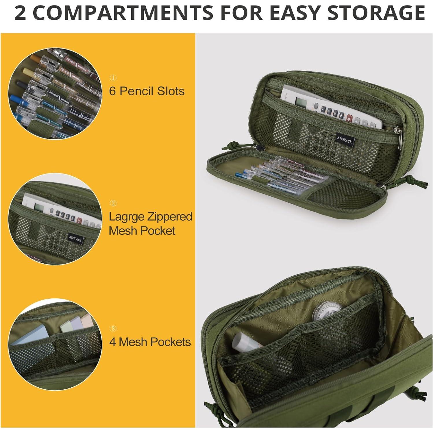 Funda Táctica Atripack para Lápices Verde 2 Compartimentos