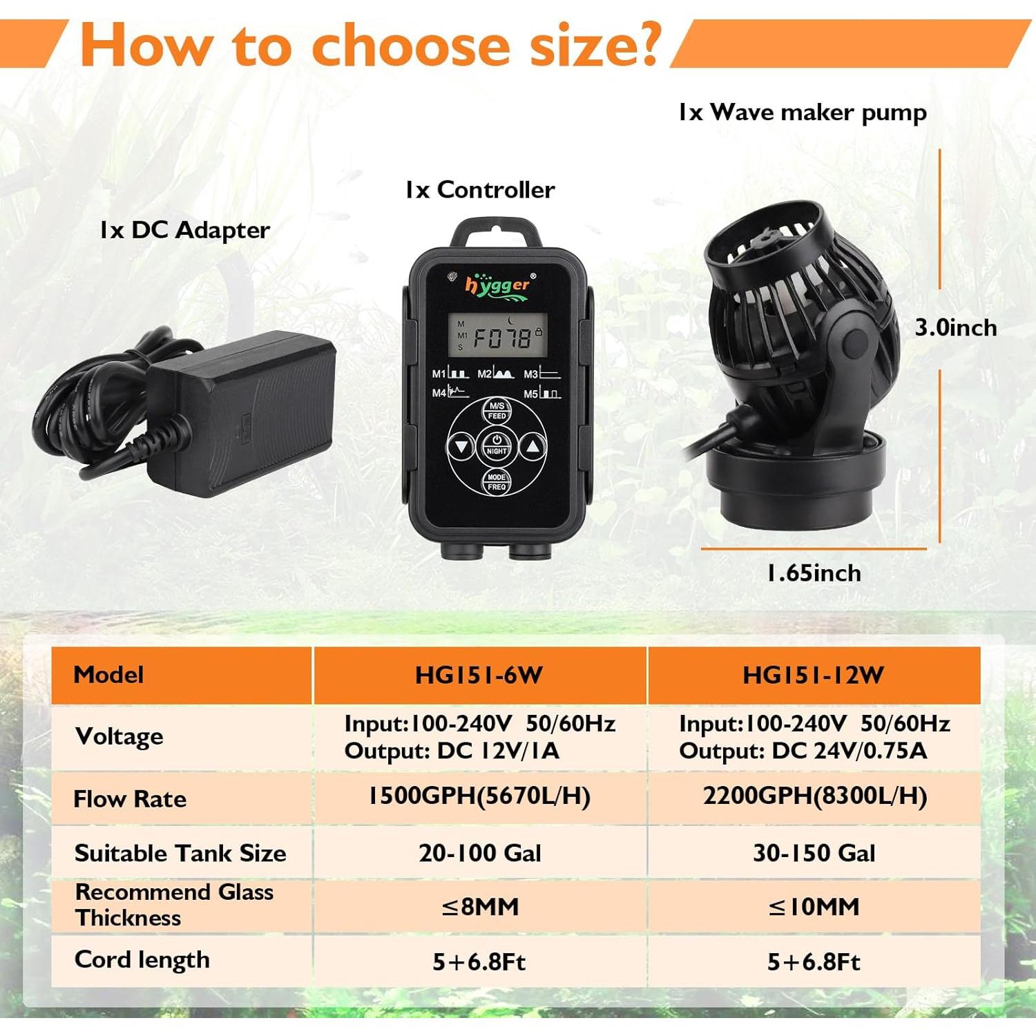Creador de Olas para Acuarios hygger 1500GPH Silencioso