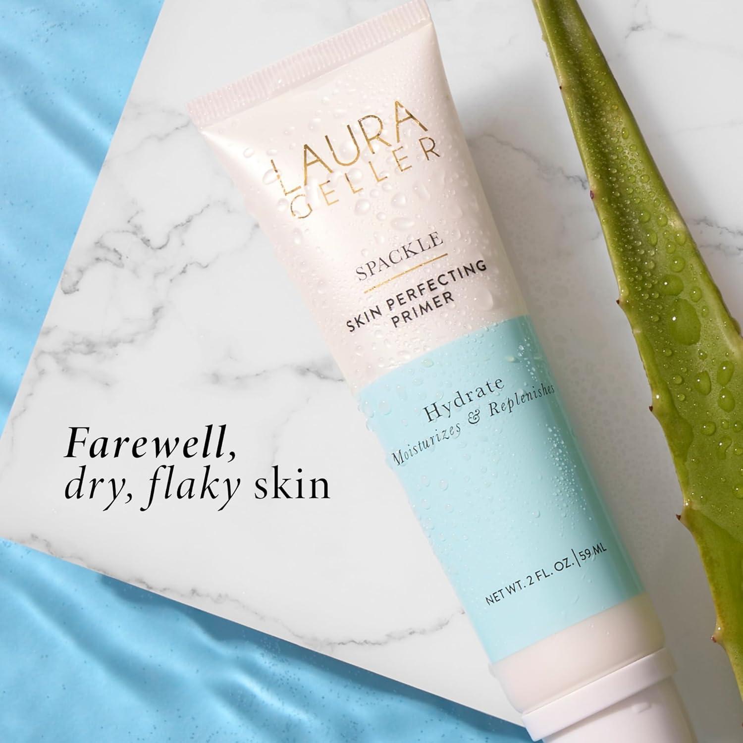 Kit de Maquillaje Laura Geller New York 3 Piezas - Base Polvo Porcelana, Primer Hidratante y Brocha Kabuki