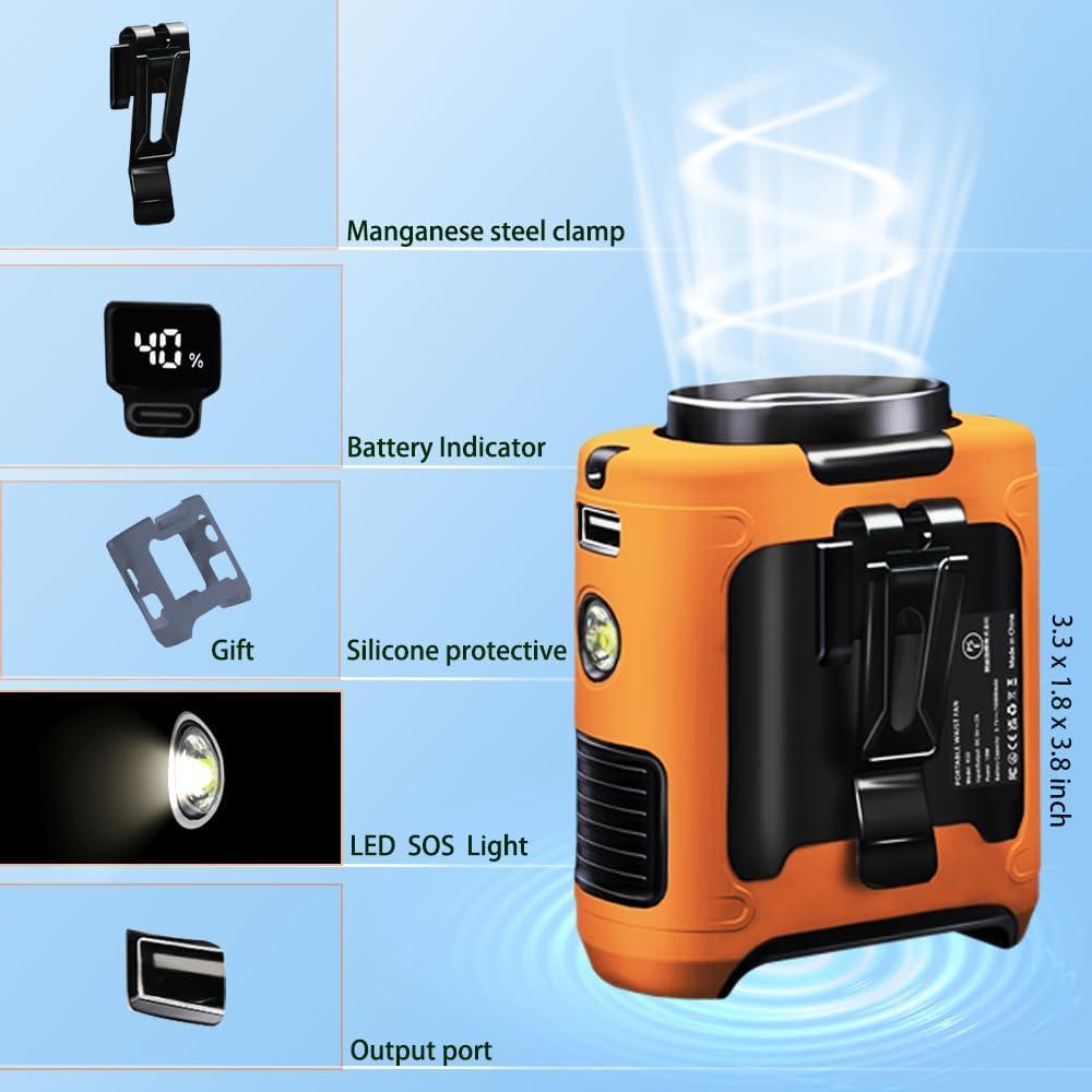 Ventilador Personal CAZOKASI K50 10000mAh Recargable Naranja