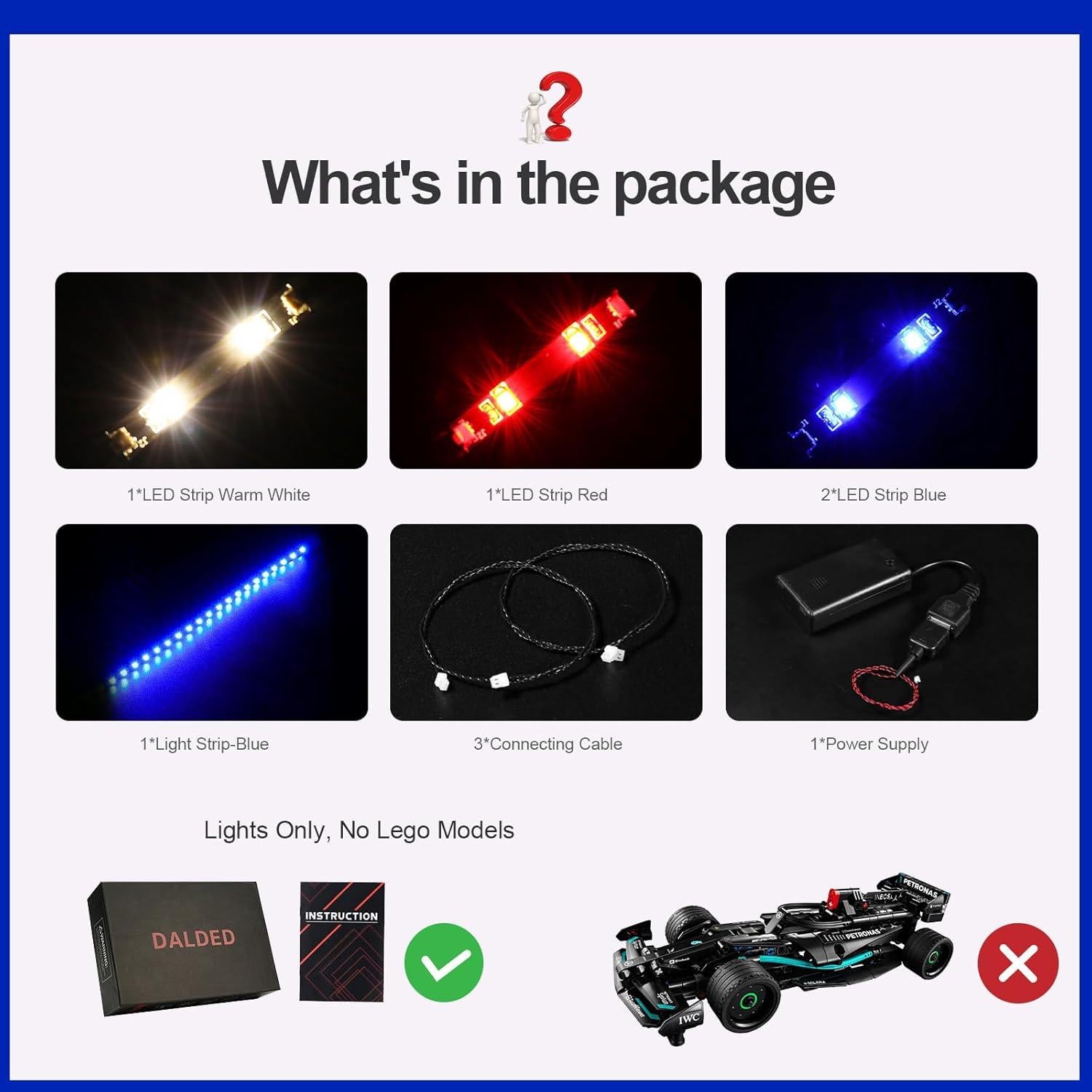 Kit de Iluminación LED DALDED para Lego 42165 Mercedes-AMG F1