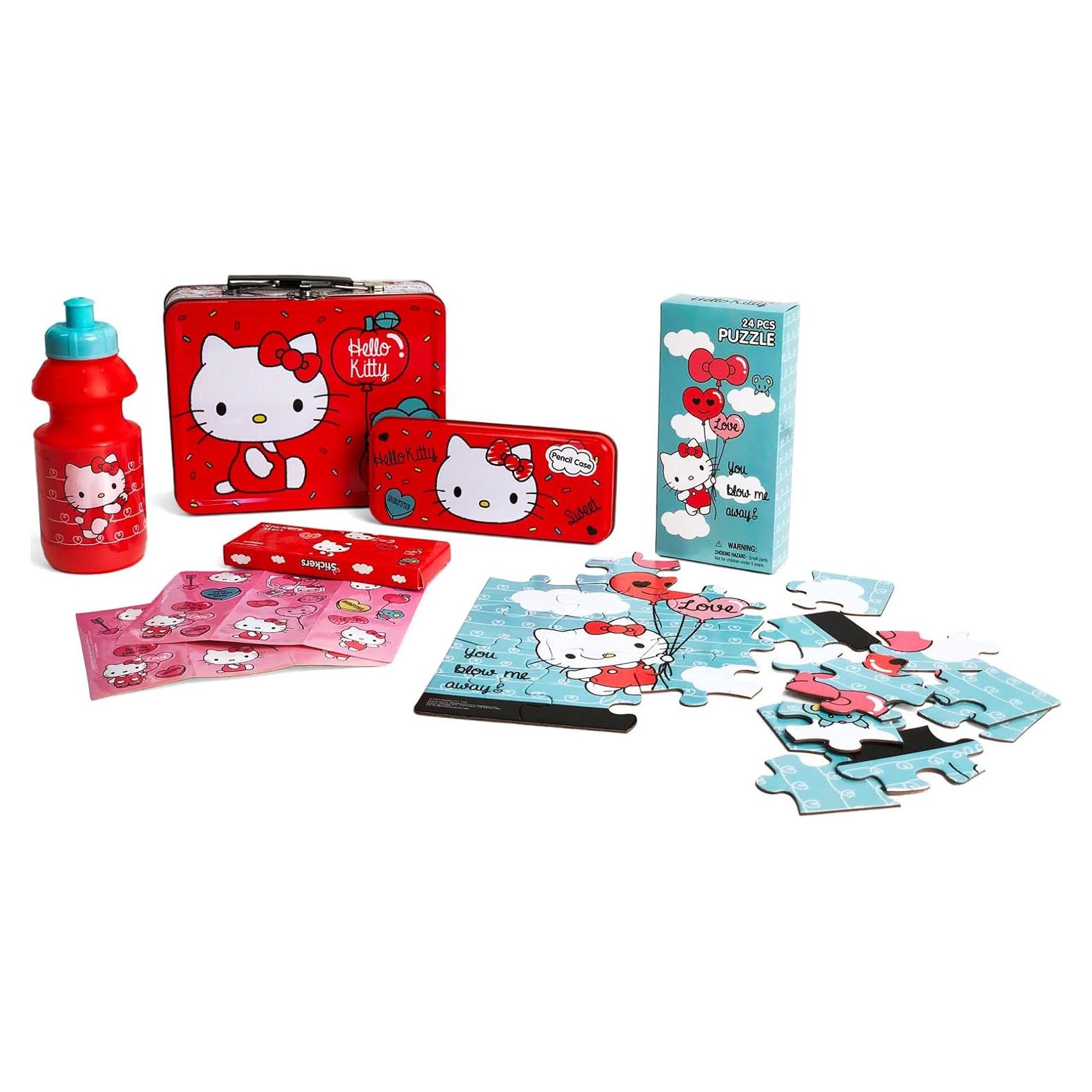 Conjunto de Regalo Hello Kitty - Caja de Almuerzo, Botella, Rompecabezas y Estuche