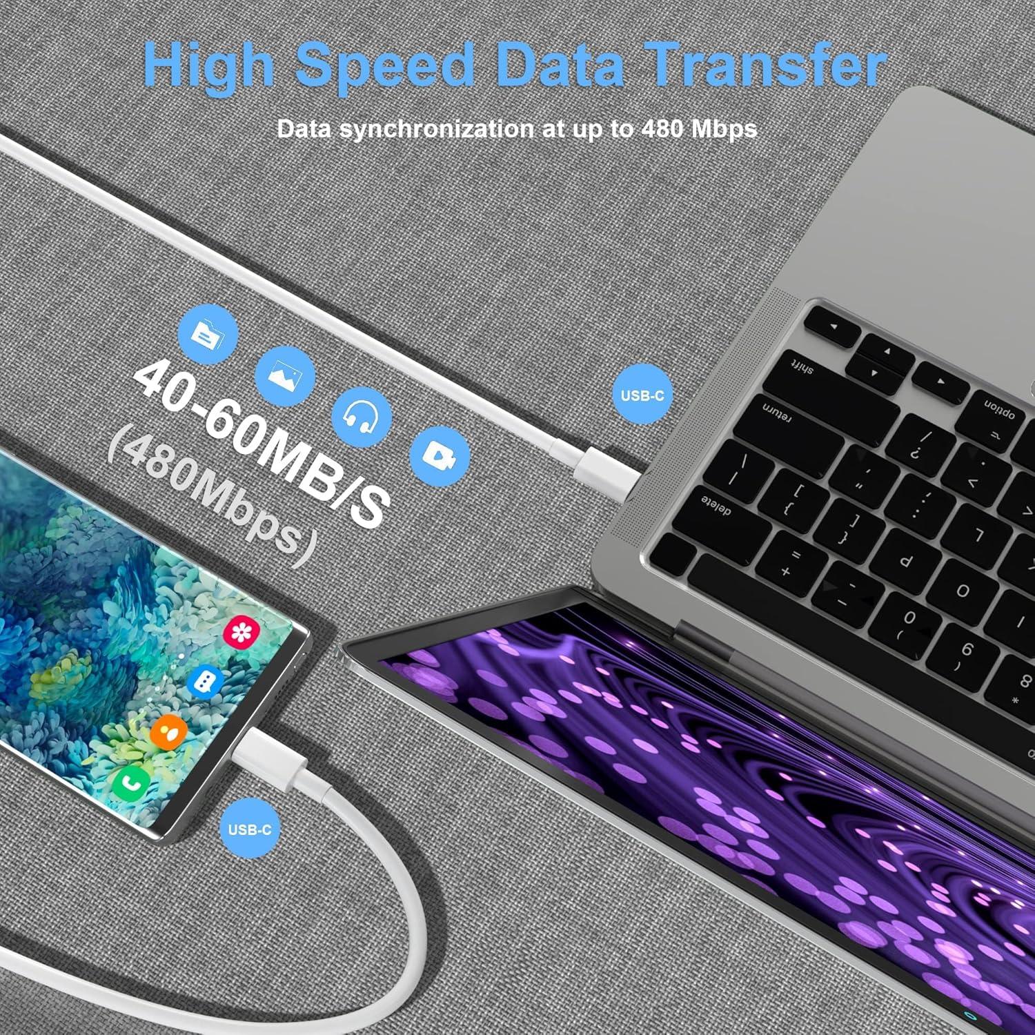 Paquete de 2 Cables USB-C 10 pies 100W BSTOEM Carga Rápida