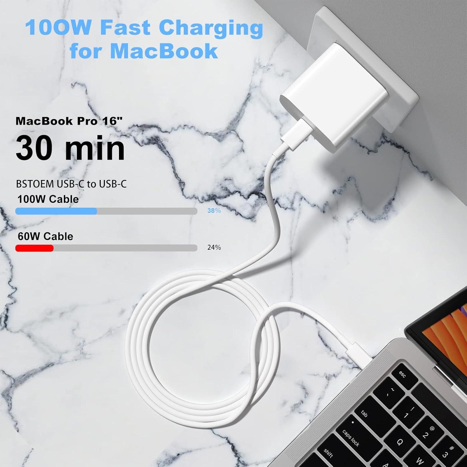 Paquete de 2 Cables USB-C 10 pies 100W BSTOEM Carga Rápida