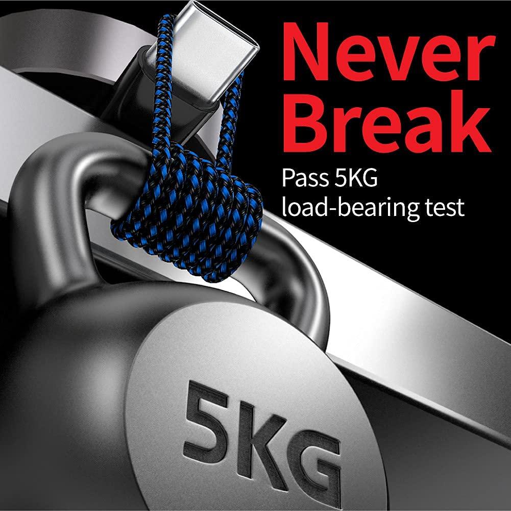 Cable de Carga Rápida USB Tipo C Puxnoin 3m 3 Pack - Negro Azul Rojo