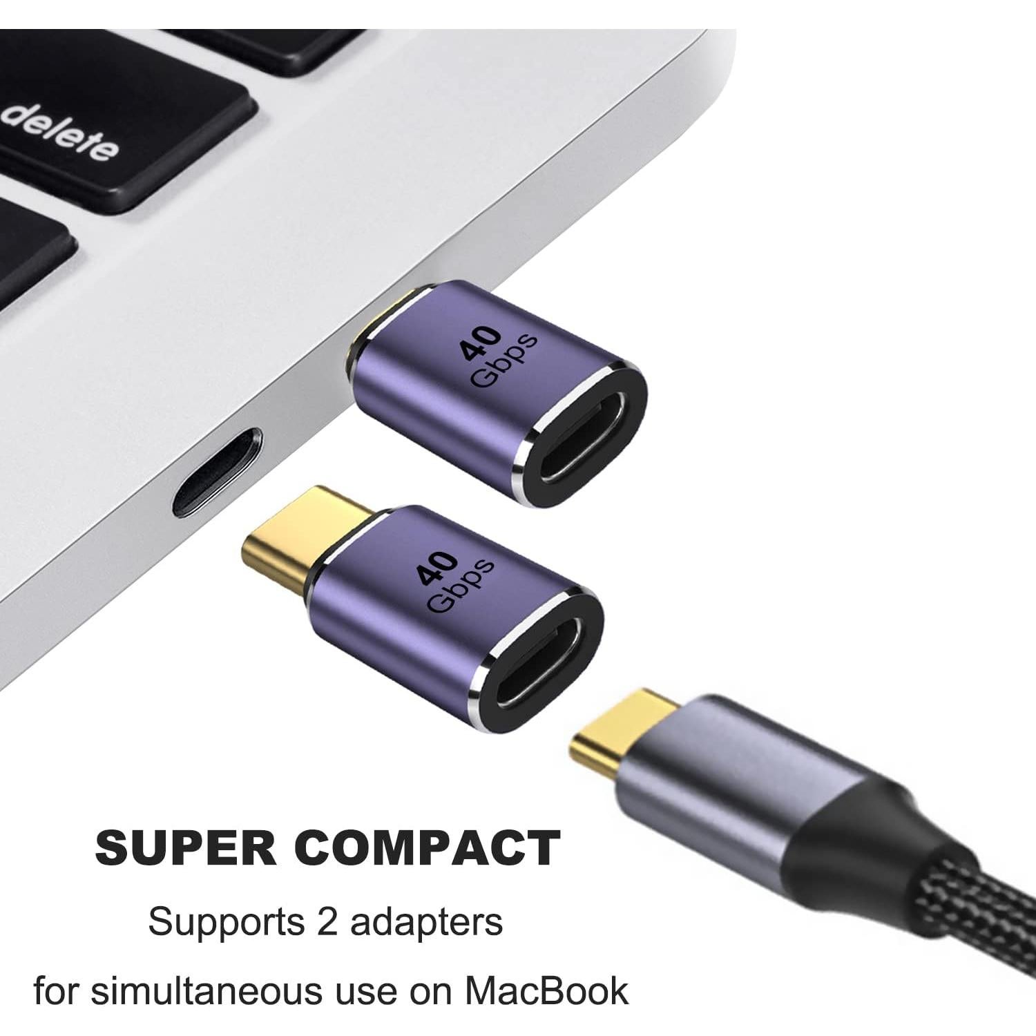 Adaptador USB C Macho a Hembra AreMe 100W 40Gbps 8K Púrpura