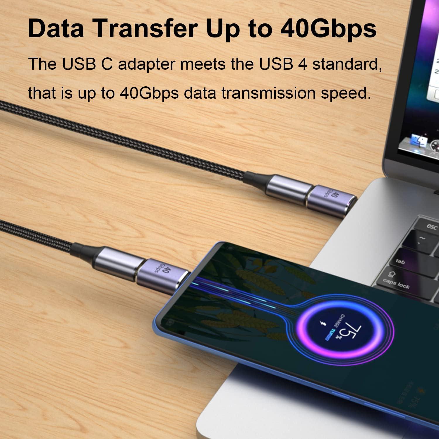 Adaptador USB C Macho a Hembra AreMe 100W 40Gbps 8K Púrpura