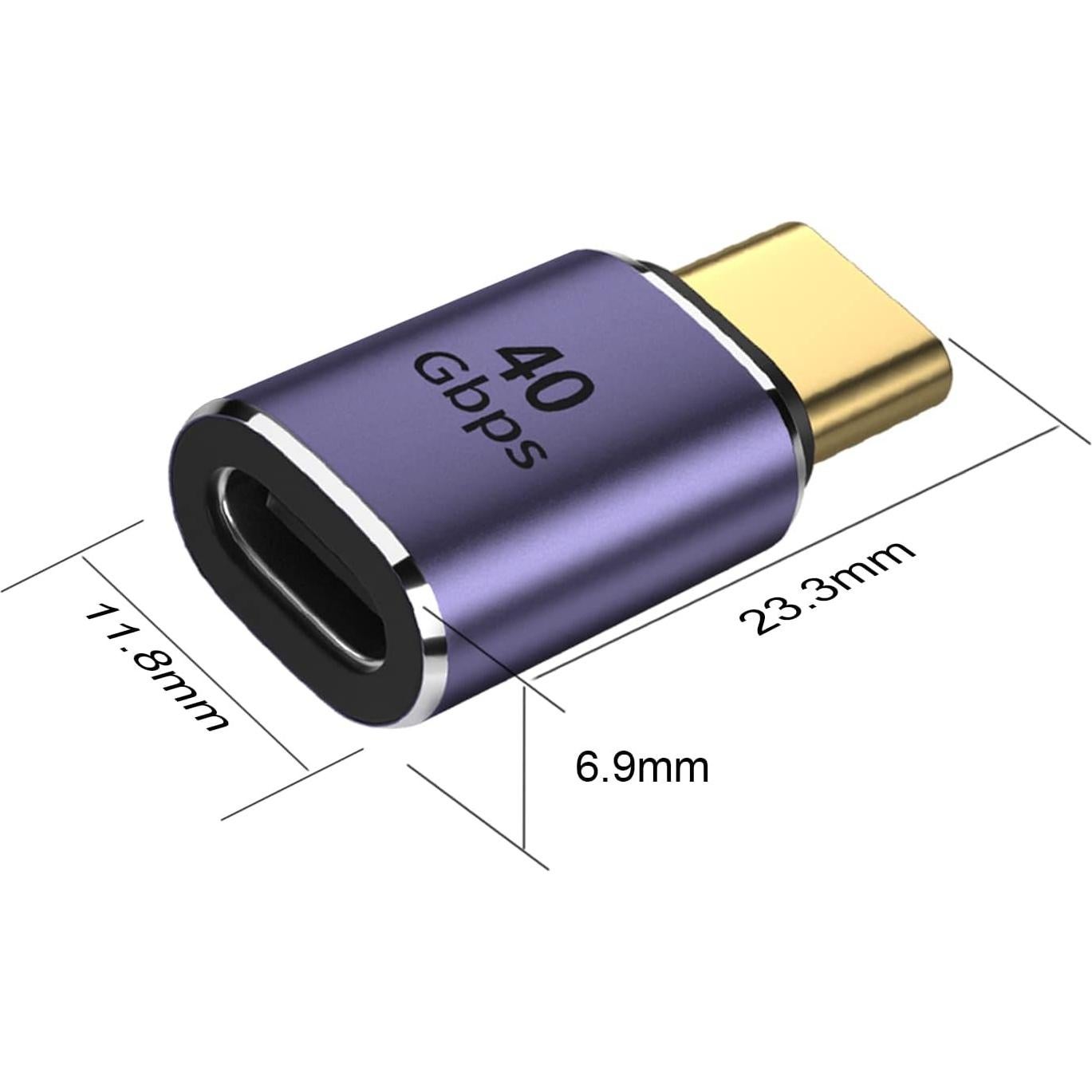 Adaptador USB C Macho a Hembra AreMe 100W 40Gbps 8K Púrpura