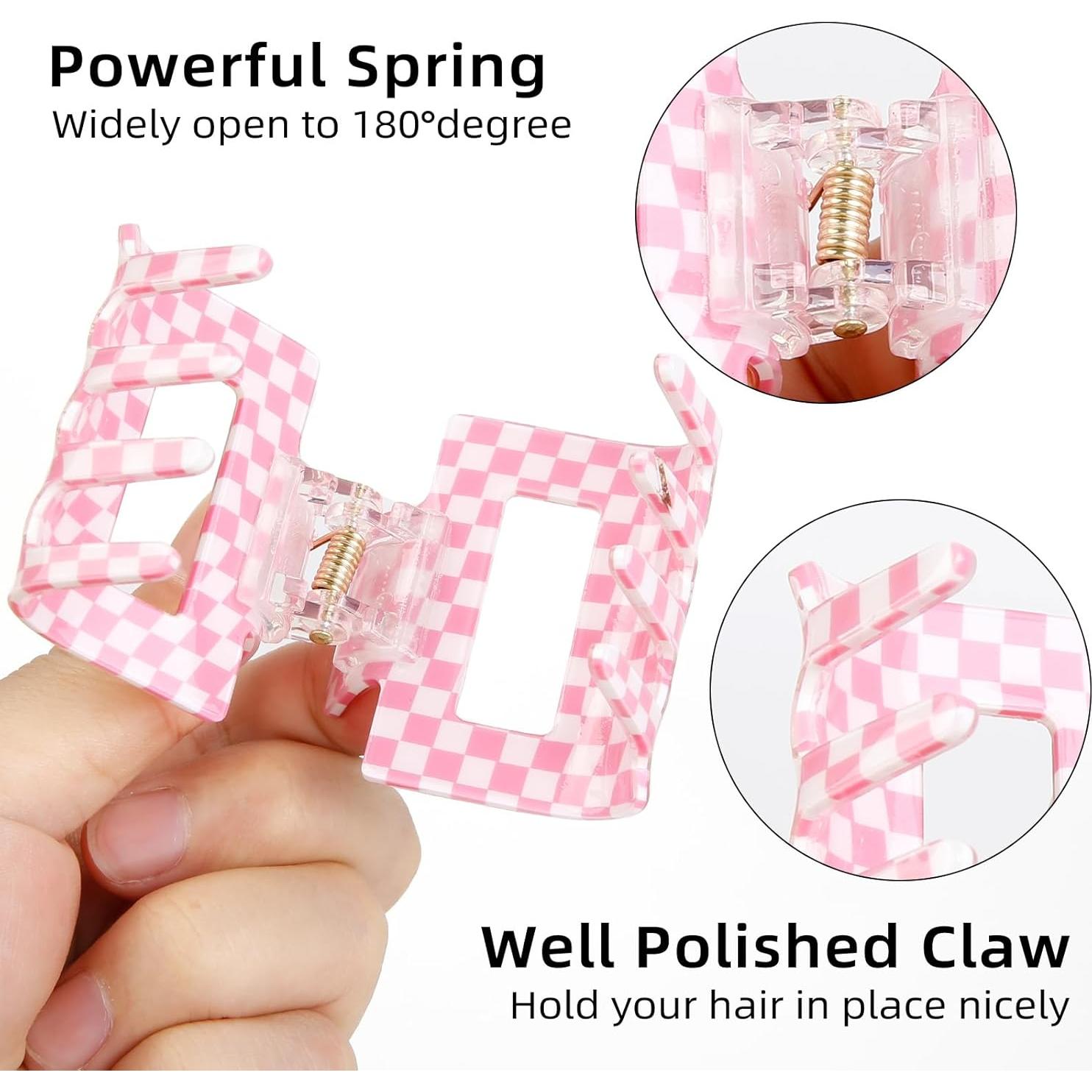 Pinzas de Pelo a Cuadros TEBIEKOY 4 Pcs 5.08 cm Antideslizantes