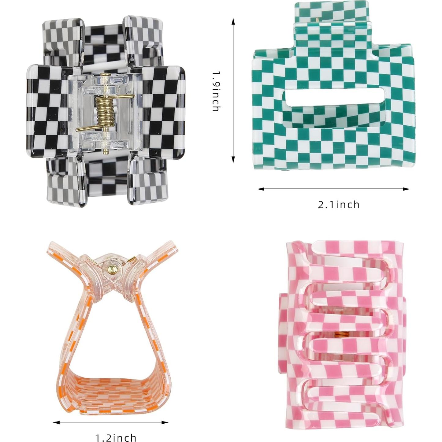 Pinzas de Pelo a Cuadros TEBIEKOY 4 Pcs 5.08 cm Antideslizantes