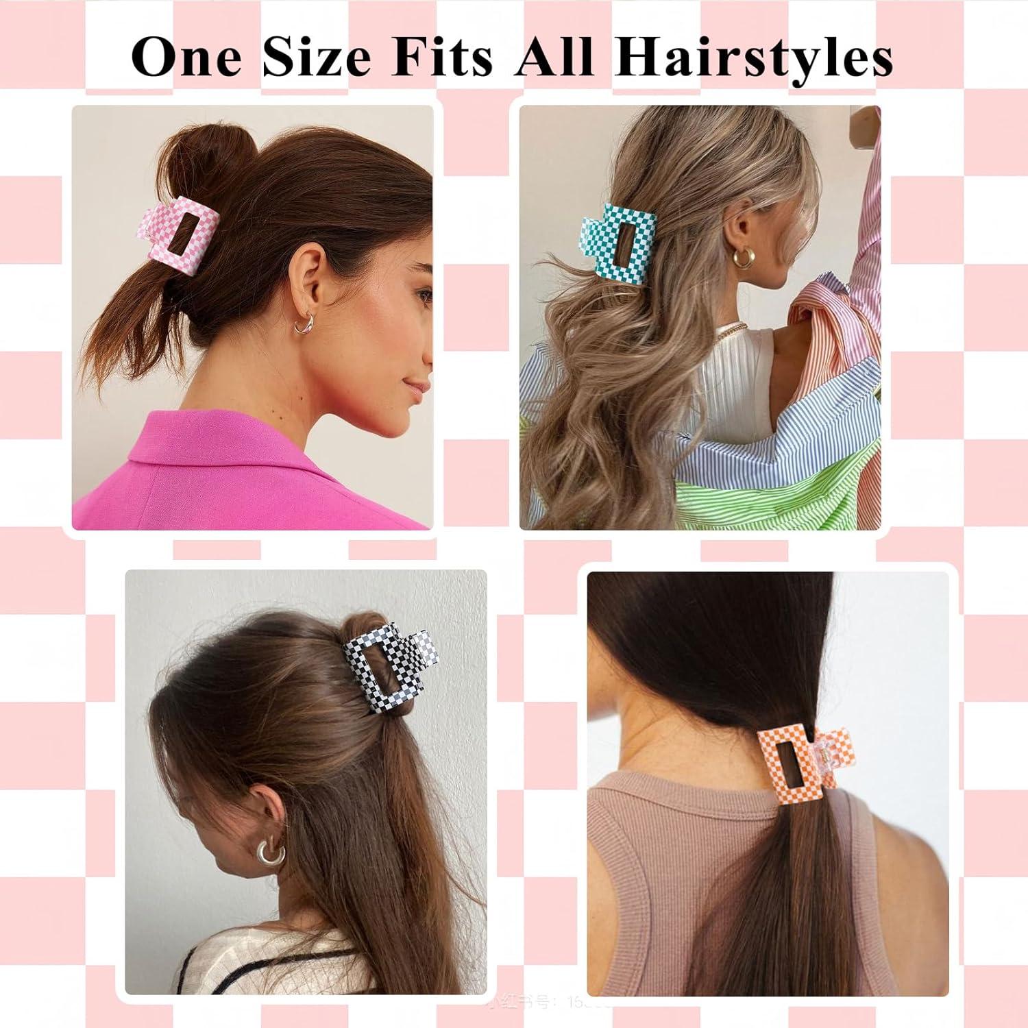 Pinzas de Pelo a Cuadros TEBIEKOY 4 Pcs 5.08 cm Antideslizantes