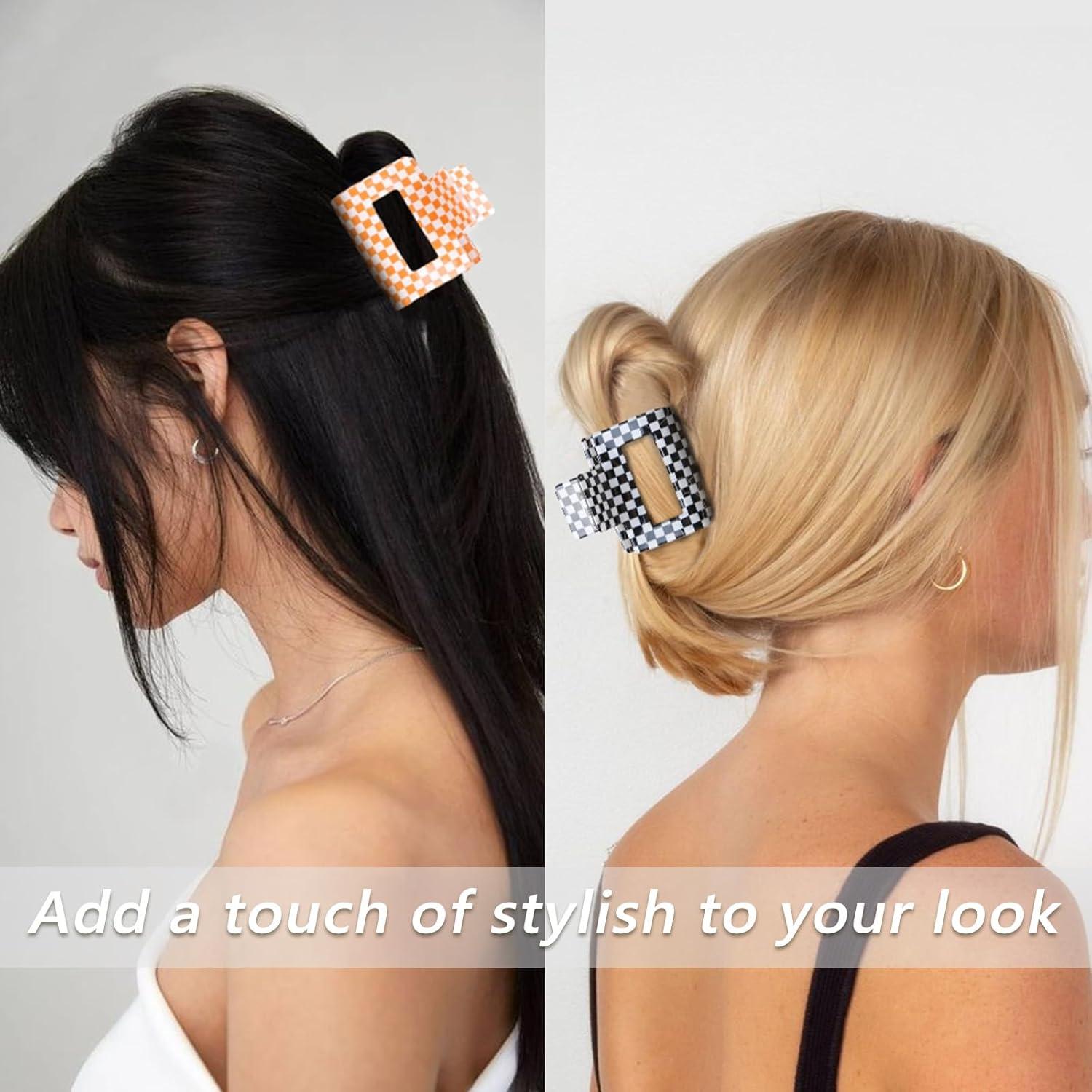 Pinzas de Pelo a Cuadros TEBIEKOY 4 Pcs 5.08 cm Antideslizantes