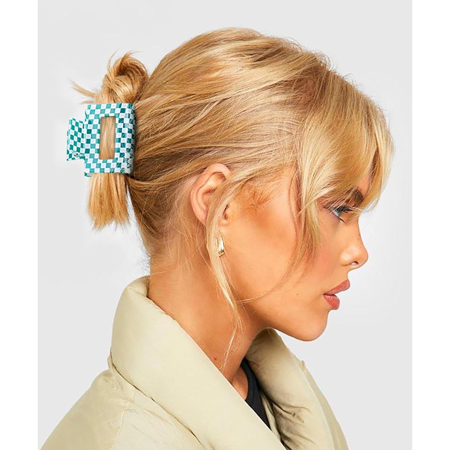 Pinzas de Pelo a Cuadros TEBIEKOY 4 Pcs 5.08 cm Antideslizantes