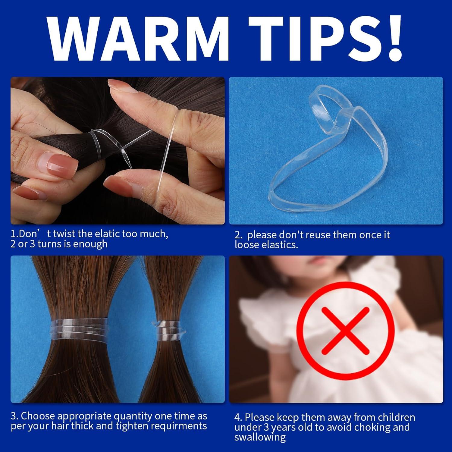 Bandas de Pelo Elásticas Transparentes Teenitor, 2000 Piezas, 2mm x 30mm