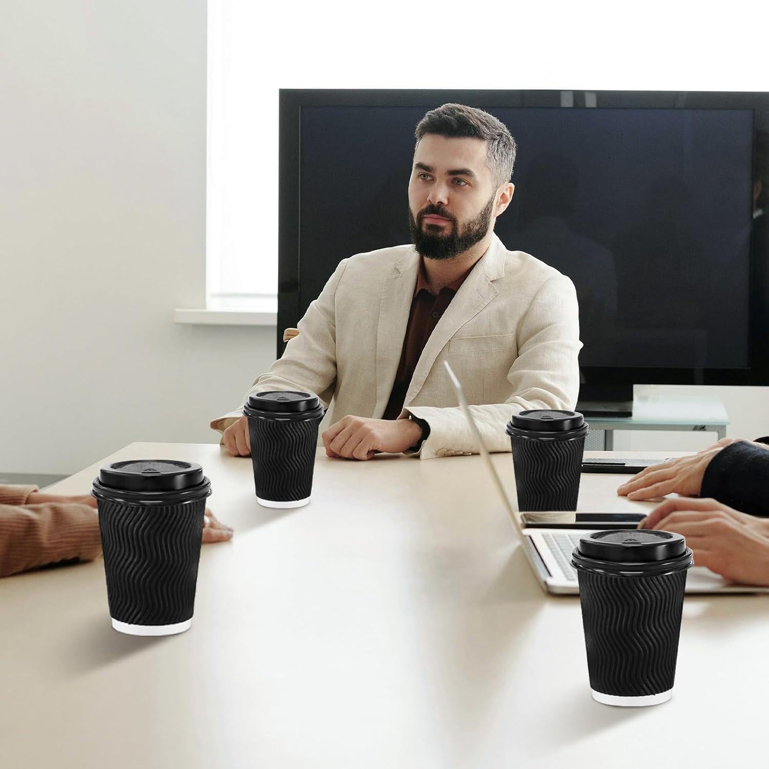 Tazas de Café Desechables Lamosi 12 oz Paquete 500 Aisladas