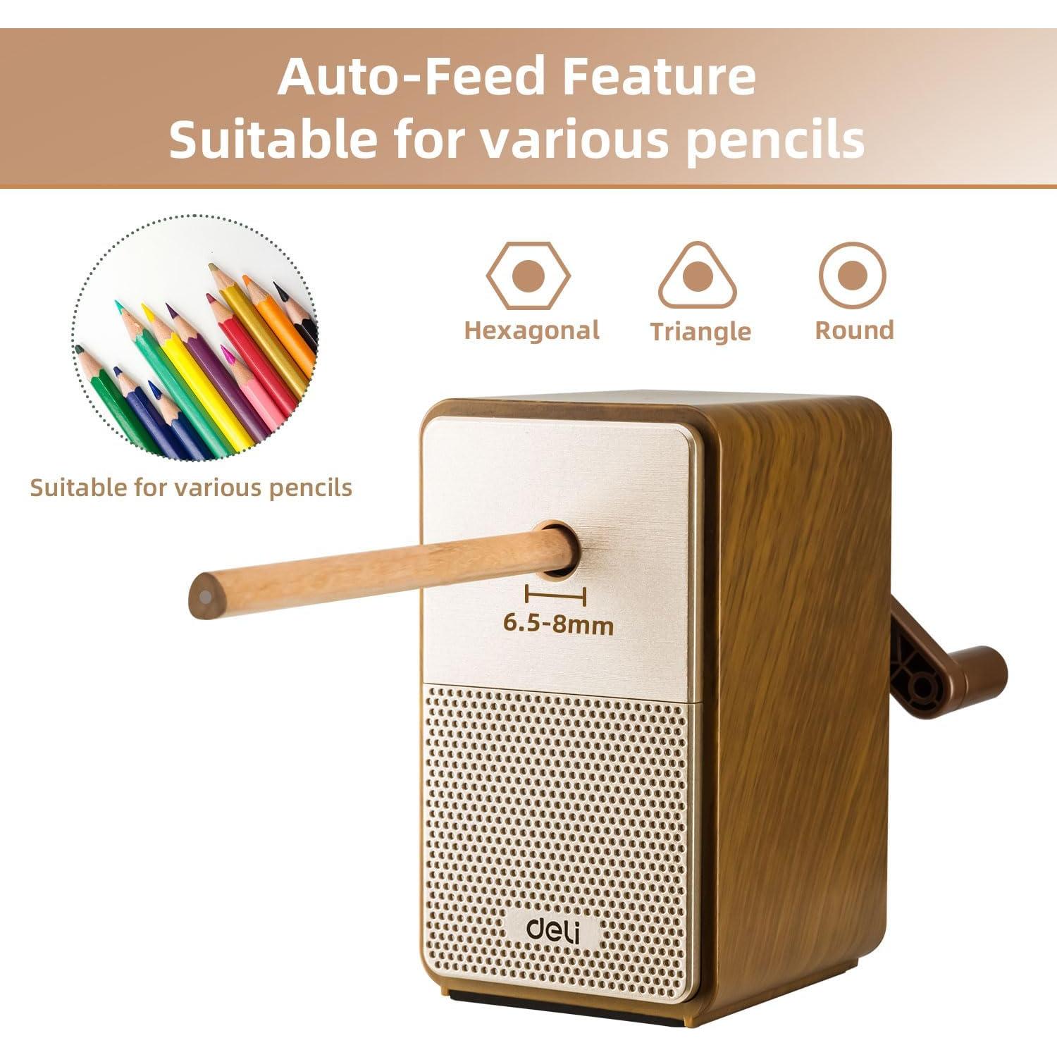 Afilador de Lápiz Manual Deli E71160 Marrón con Punta Ajustable