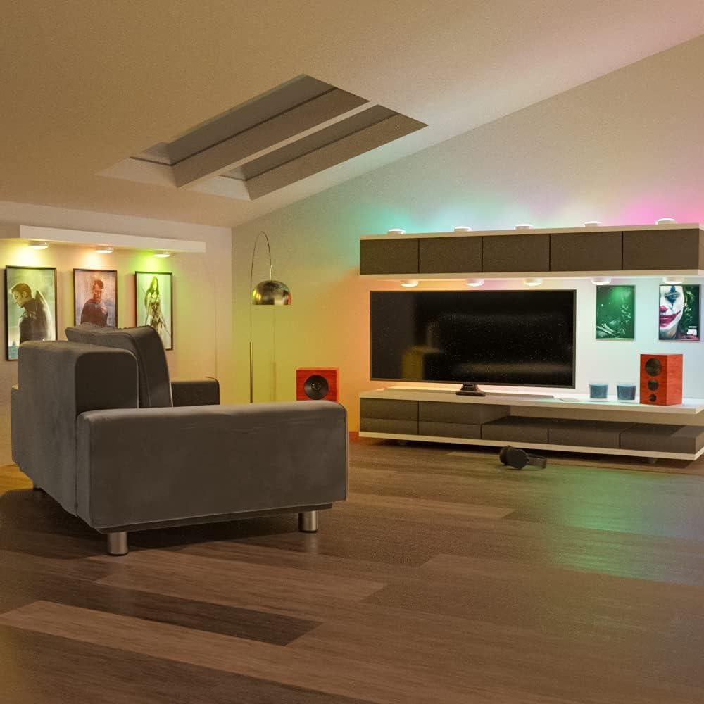 Luces LED Puck HELPLEX RGBW con Control Remoto - Paquete de 3