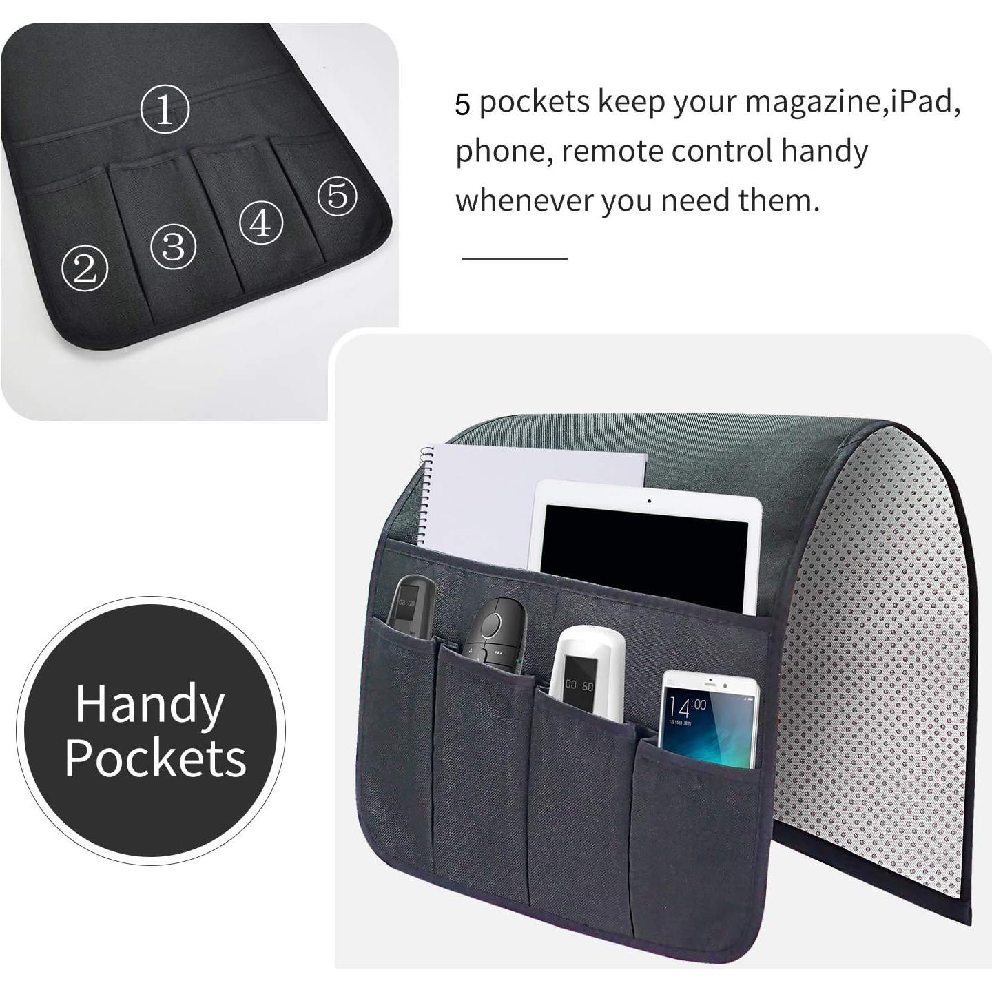 Organizador de Reposabrazos SYSOV Negro 33x84 cm 5 Bolsillos