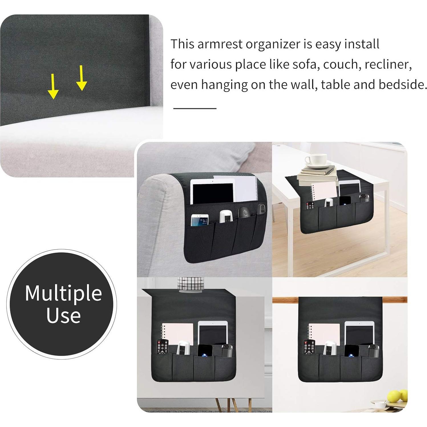 Organizador de Reposabrazos SYSOV Negro 33x84 cm 5 Bolsillos