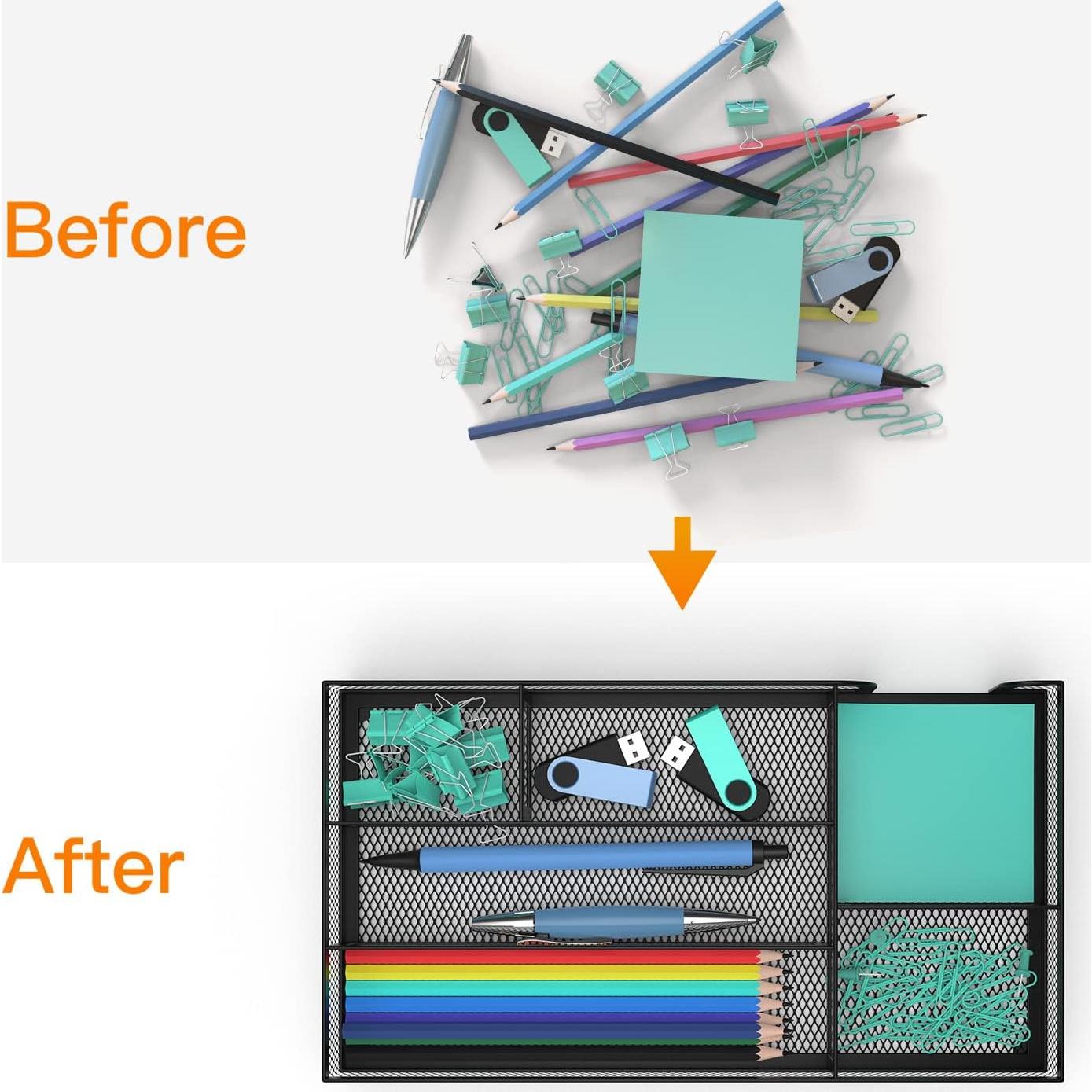 Organizador de Cajón Metálico ITAYVAN 6 Compartimentos Negro