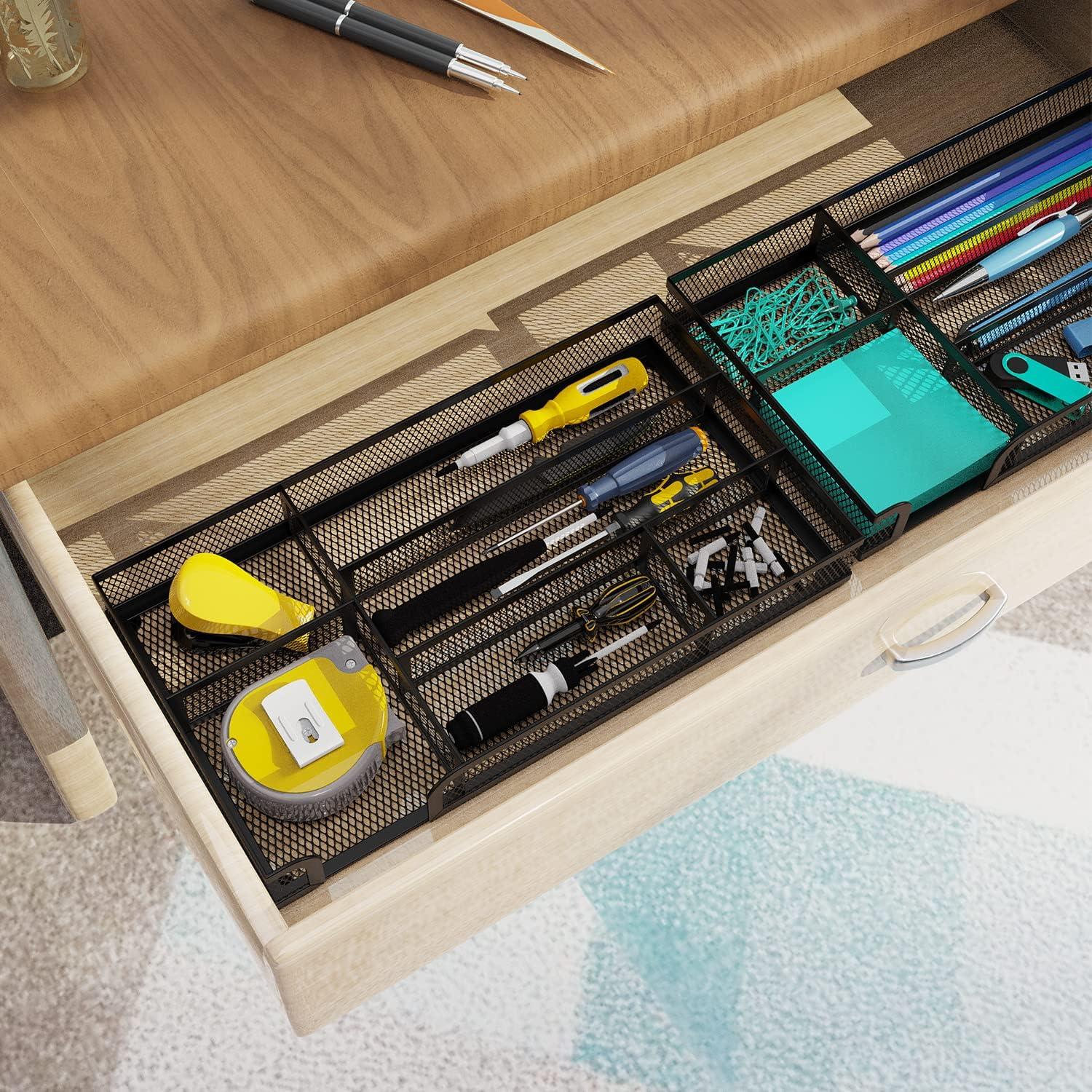 Organizador de Cajón Metálico ITAYVAN 6 Compartimentos Negro