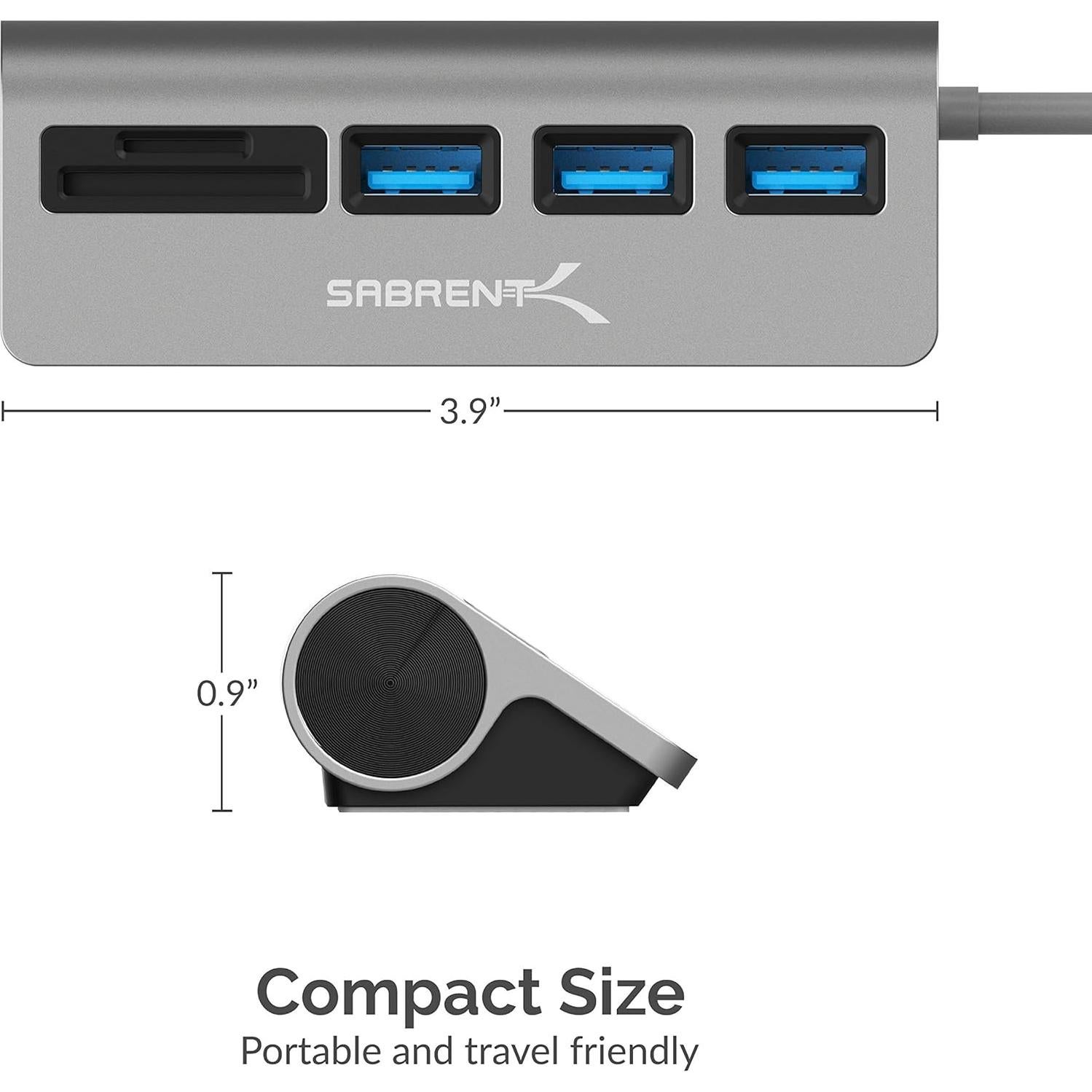 Hub USB-C 3.0 Sabrent 5-en-1 con Lector de Tarjetas SD