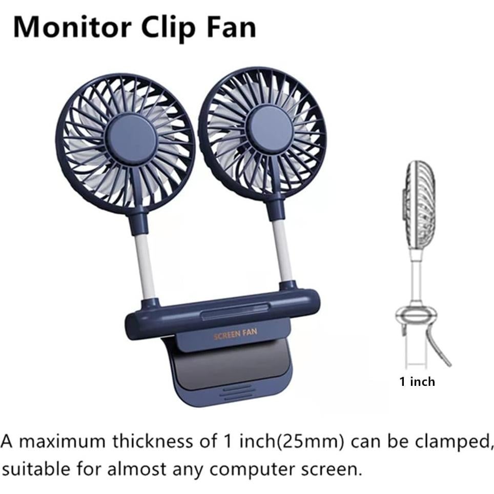Ventilador Clip para Monitor THRRLY H21B USB 3 Velocidades 360°