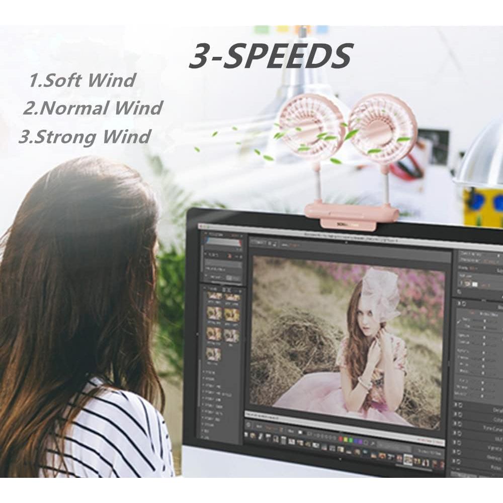 Ventilador Clip para Monitor THRRLY H21B USB 3 Velocidades 360°