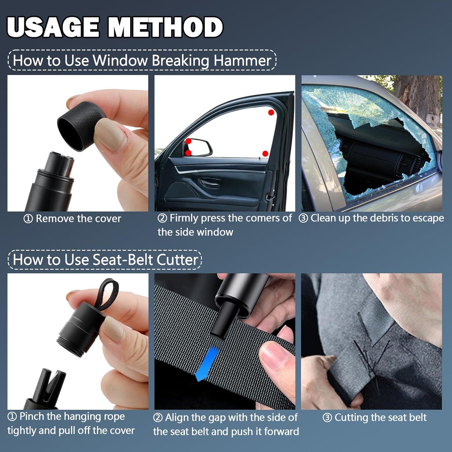 Kit de Emergencia PIFOOG 4 en 1: Rompedor de Vidrio y Cortador de Cinturón