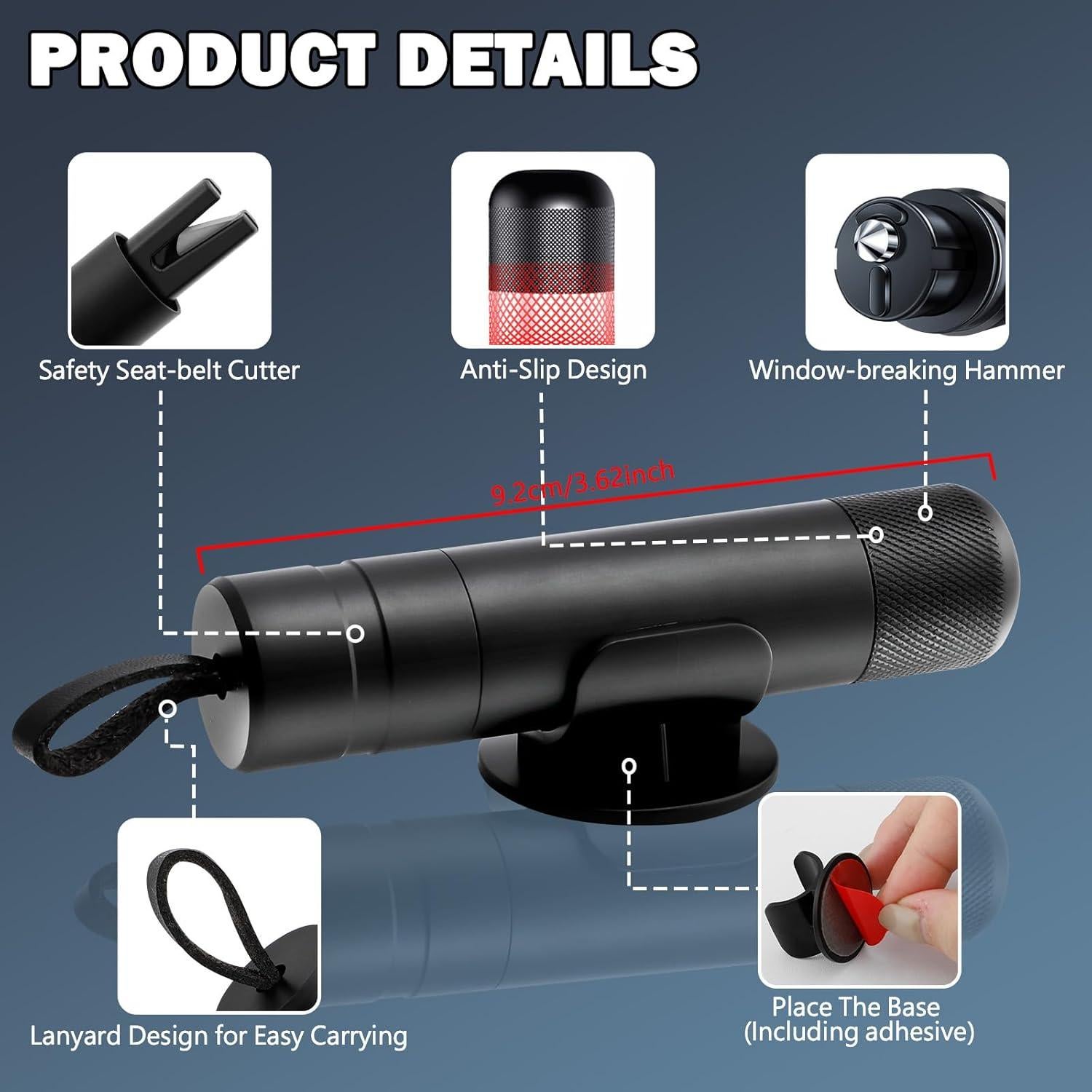 Kit de Emergencia PIFOOG 4 en 1: Rompedor de Vidrio y Cortador de Cinturón