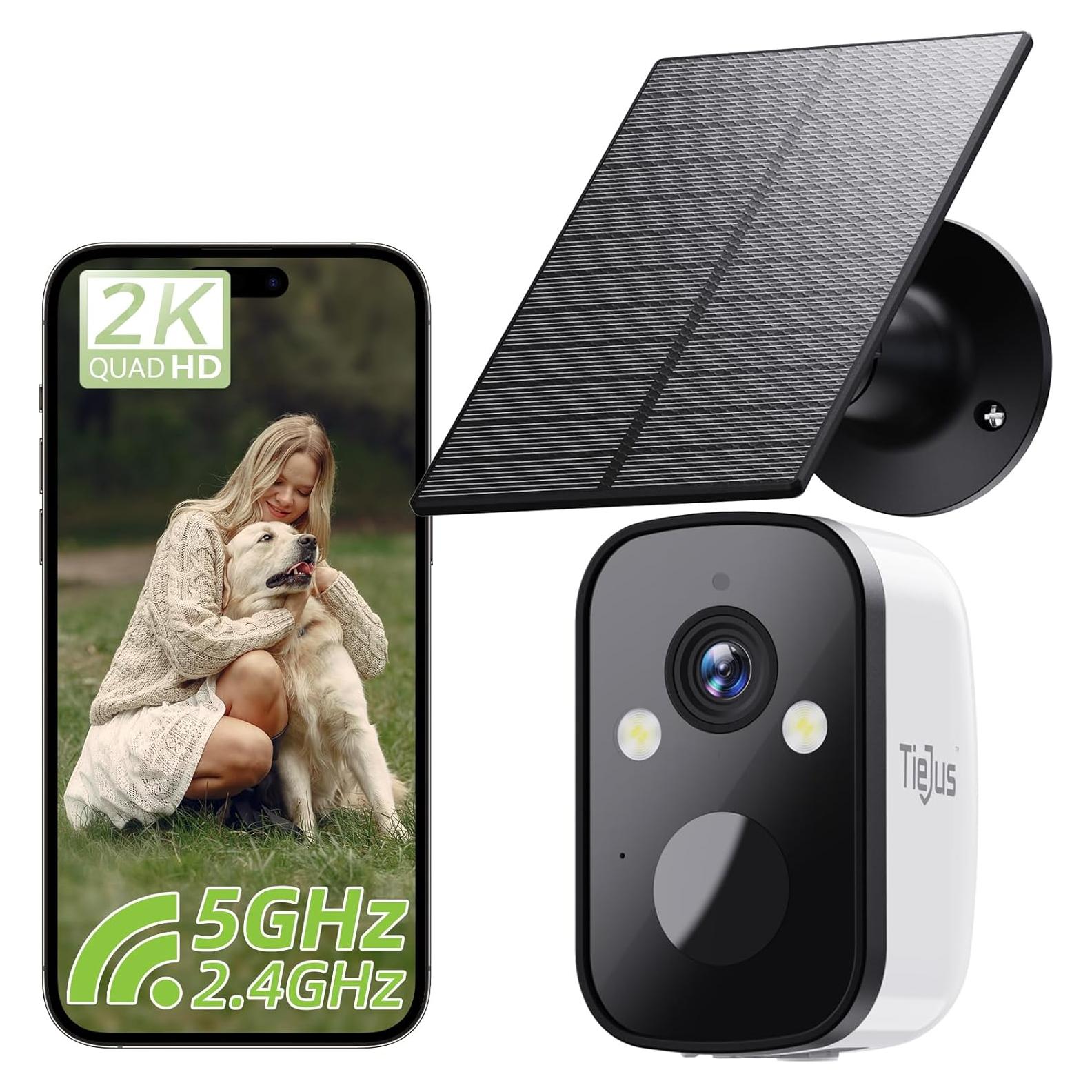 Cámara de Seguridad Solar Inalámbrica TIEJUS 2K con Visión Nocturna