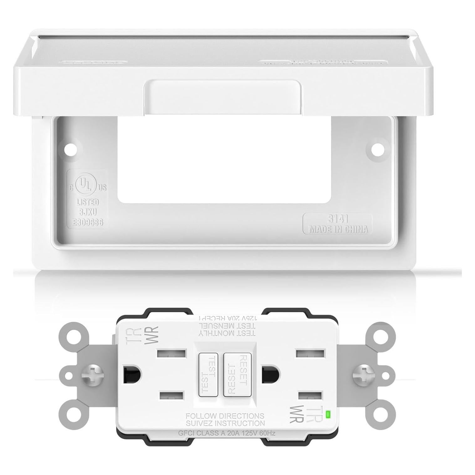 Toma de Corriente GFCI AIDA 15A con Cubierta Resistente - Blanco