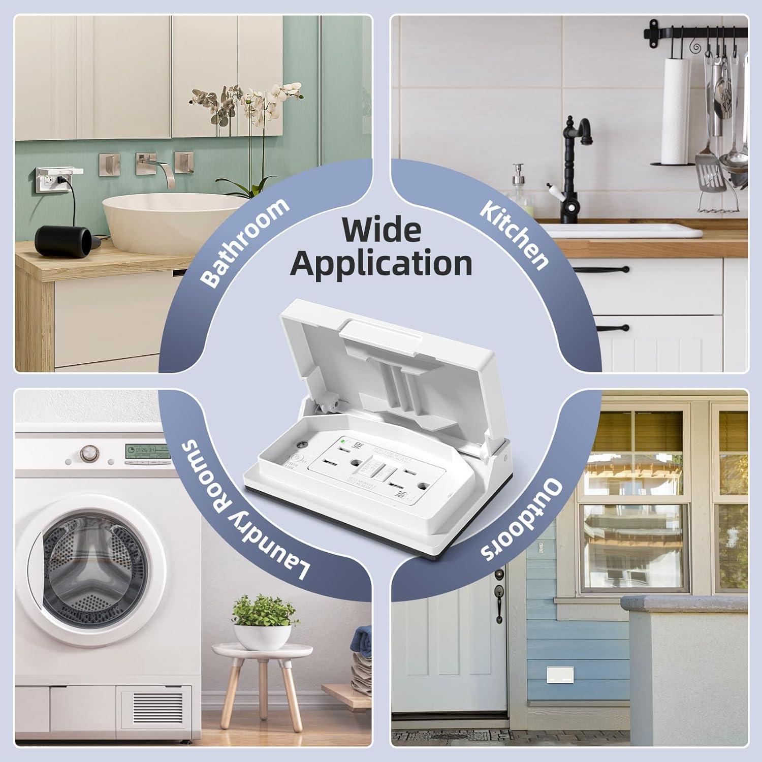 Toma de Corriente GFCI AIDA 15A con Cubierta Resistente - Blanco