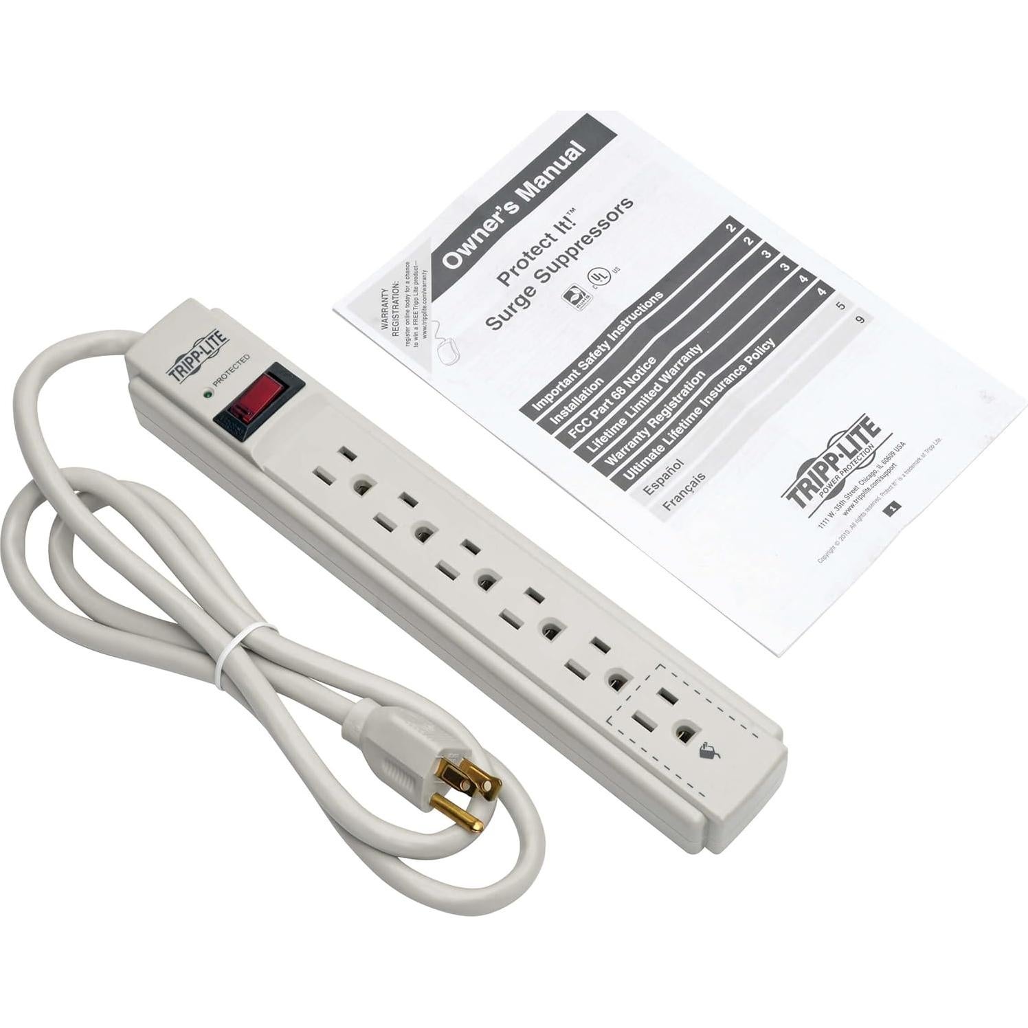 Regleta Tripp Lite 6 Salidas Protector Sobretensión 1.2m