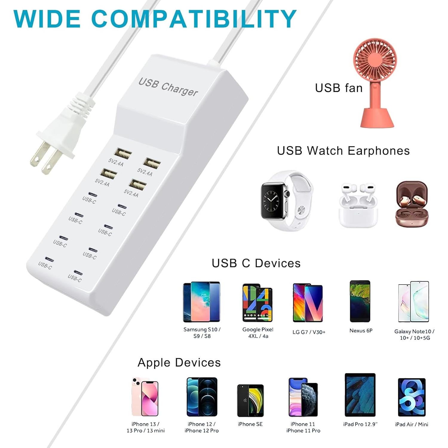 Estación de Carga USB Rápida 12 Puertos XHK-4U8C