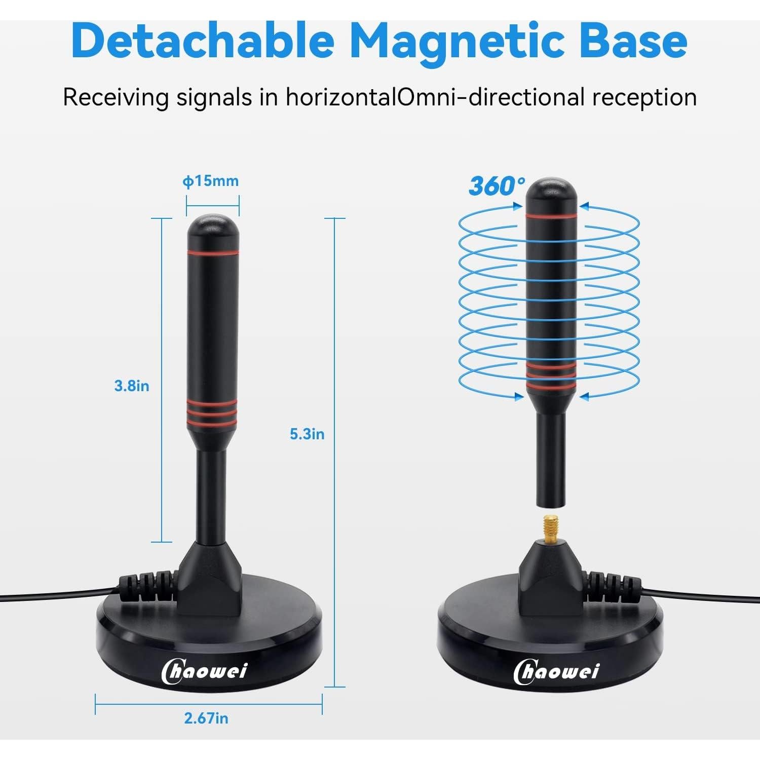 Antena de TV Digital HD Chaowei DTA66 con Base Magnética