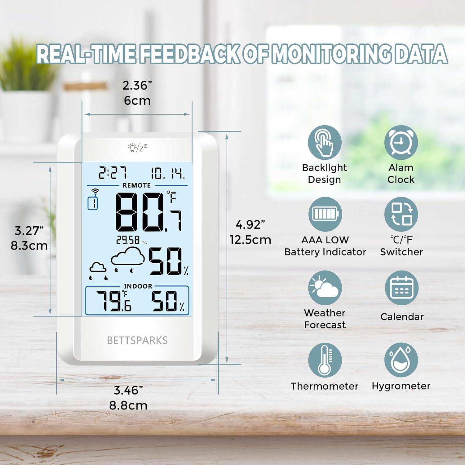 Termómetro Inalámbrico Bettspark BR-E3-002 con 2 Sensores
