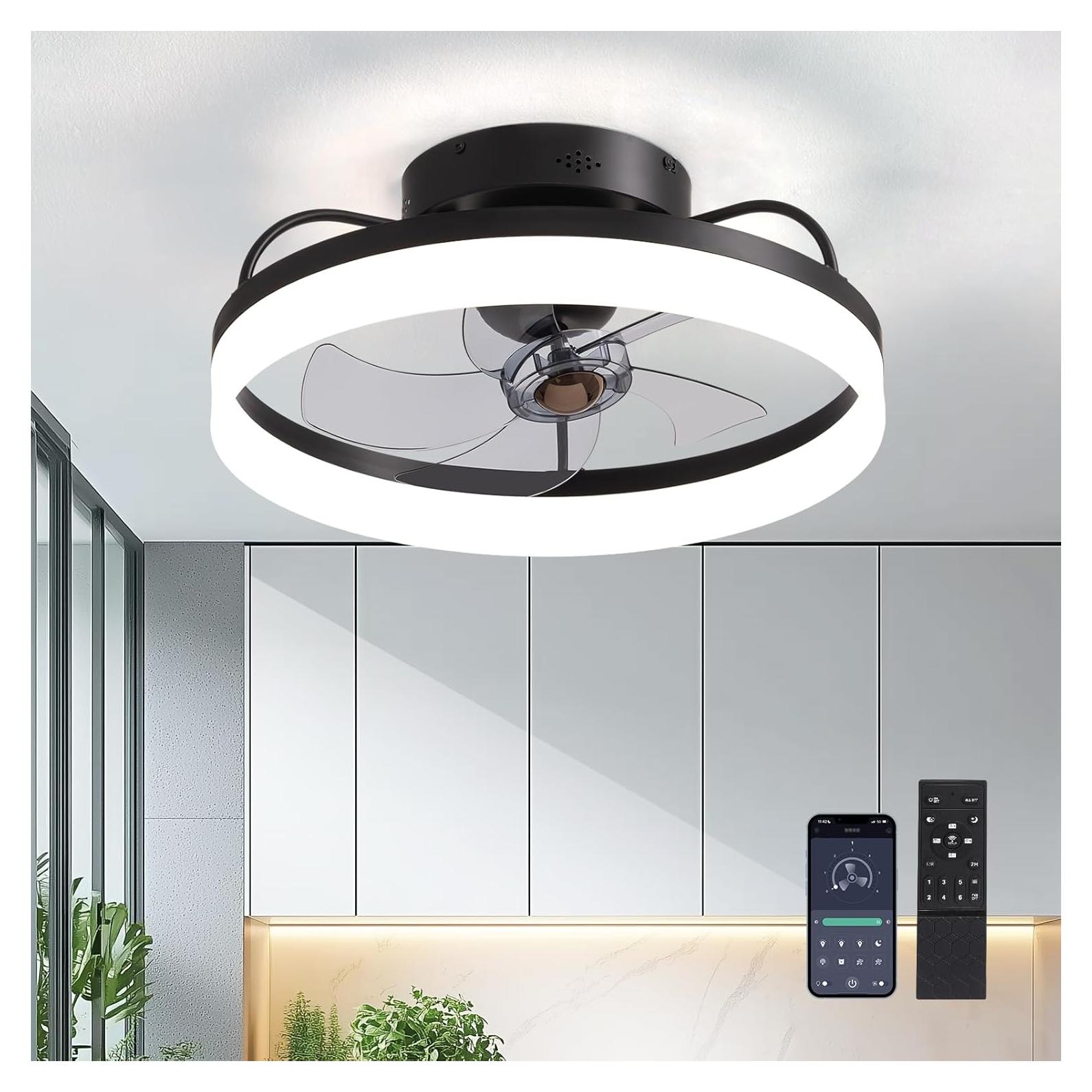 Ventilador de Techo LUDOMIDE 20" con Luz LED y Control Remoto