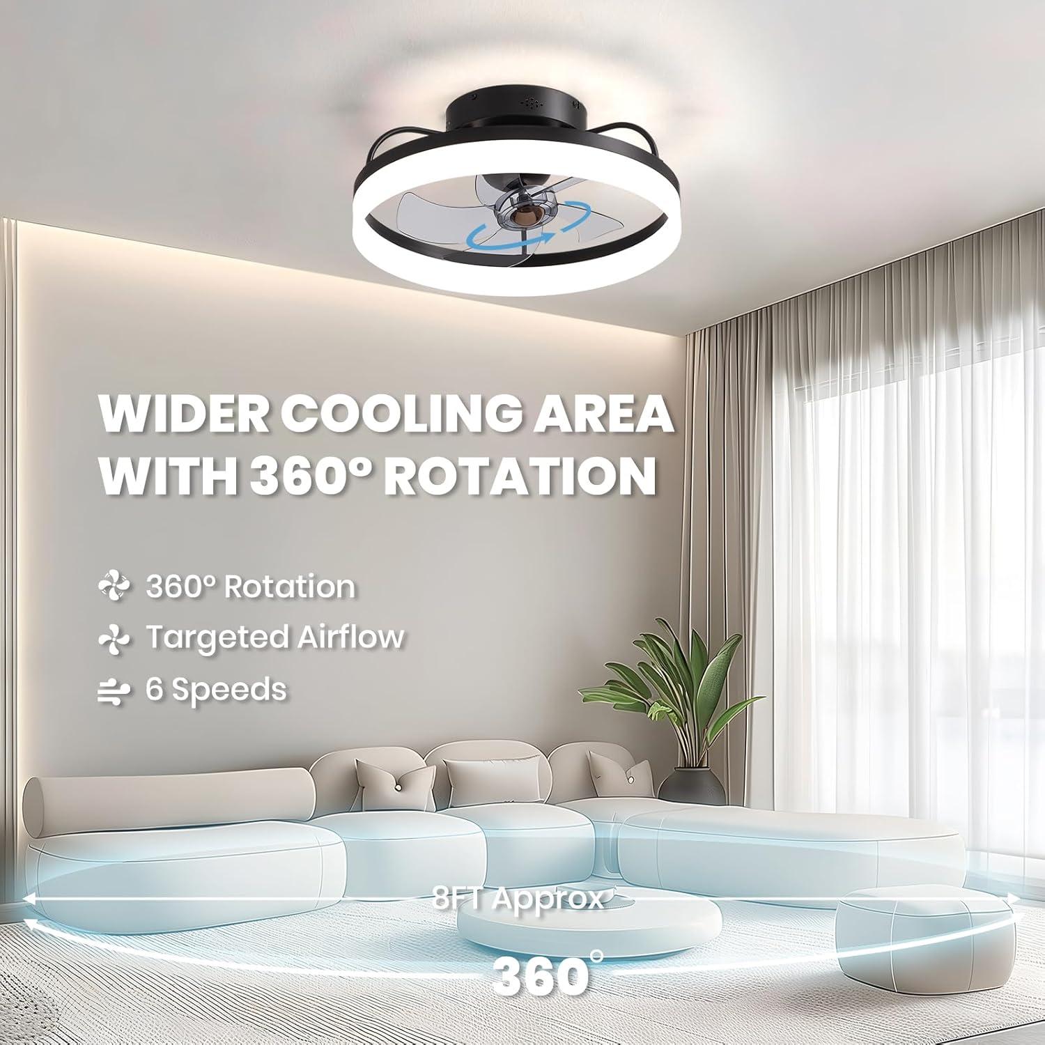 Ventilador de Techo LUDOMIDE 20" con Luz LED y Control Remoto