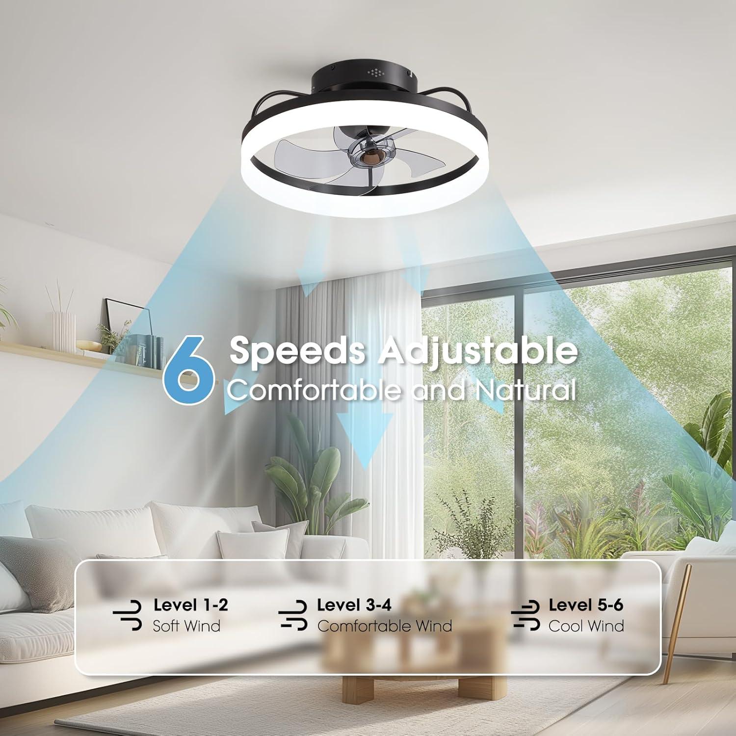 Ventilador de Techo LUDOMIDE 20" con Luz LED y Control Remoto