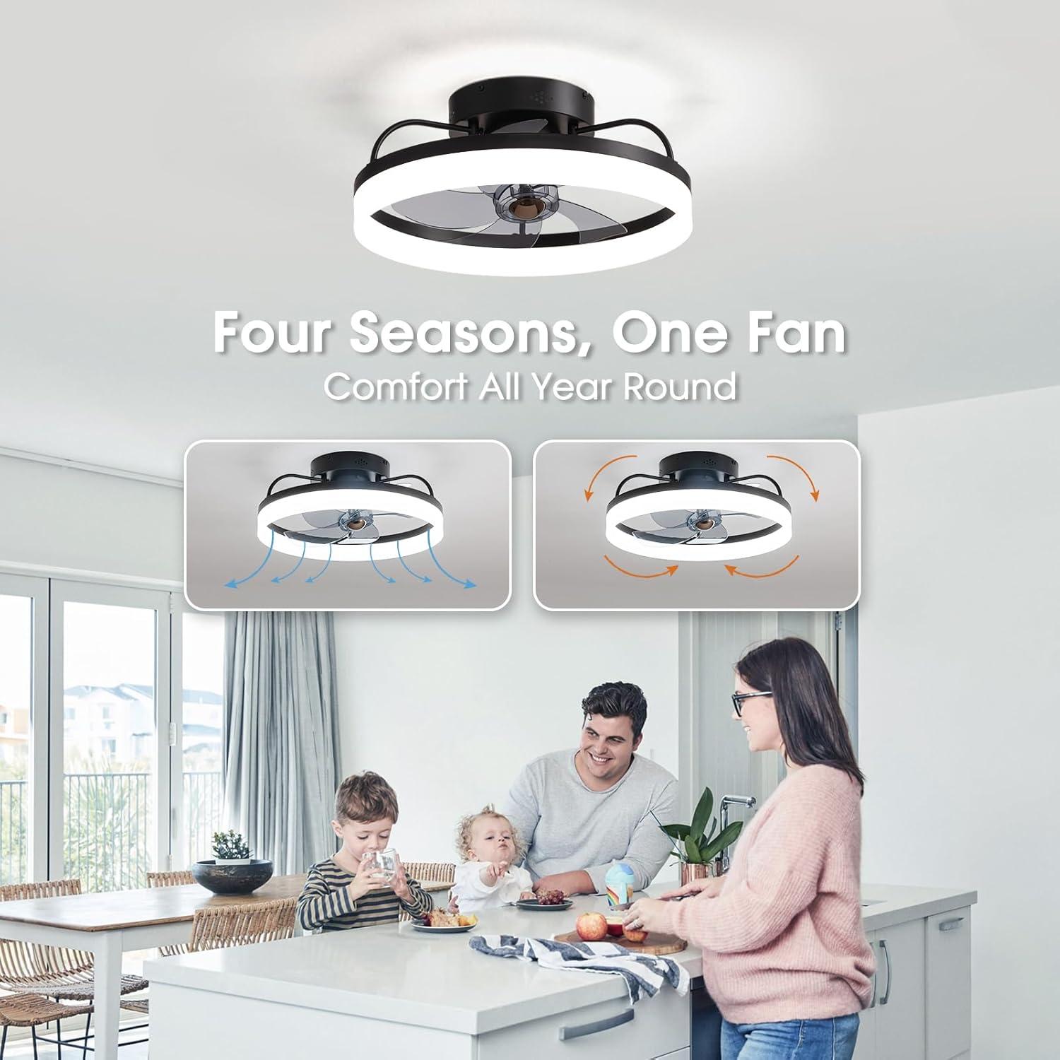 Ventilador de Techo LUDOMIDE 20" con Luz LED y Control Remoto