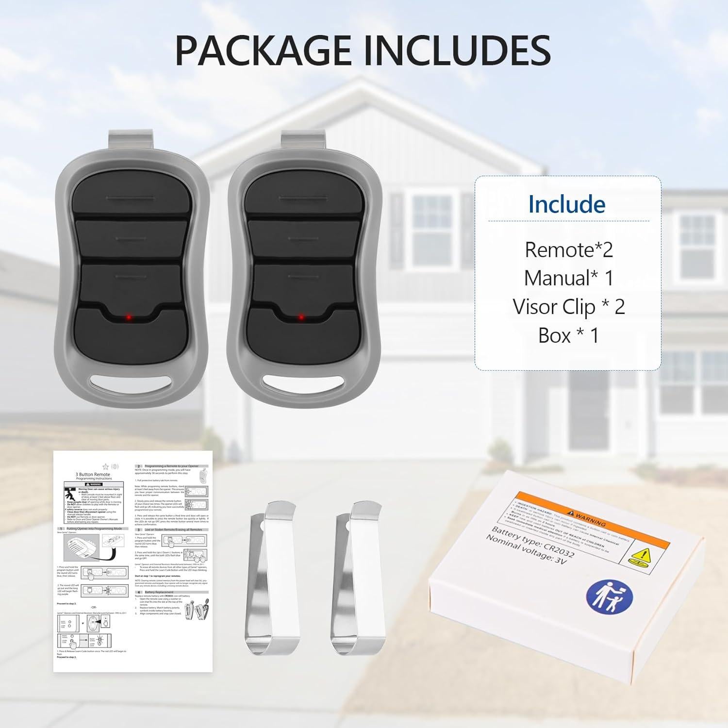Control Remoto de Garaje Genie G3T-BX G3T-R 2 Unidades 315/390MHz