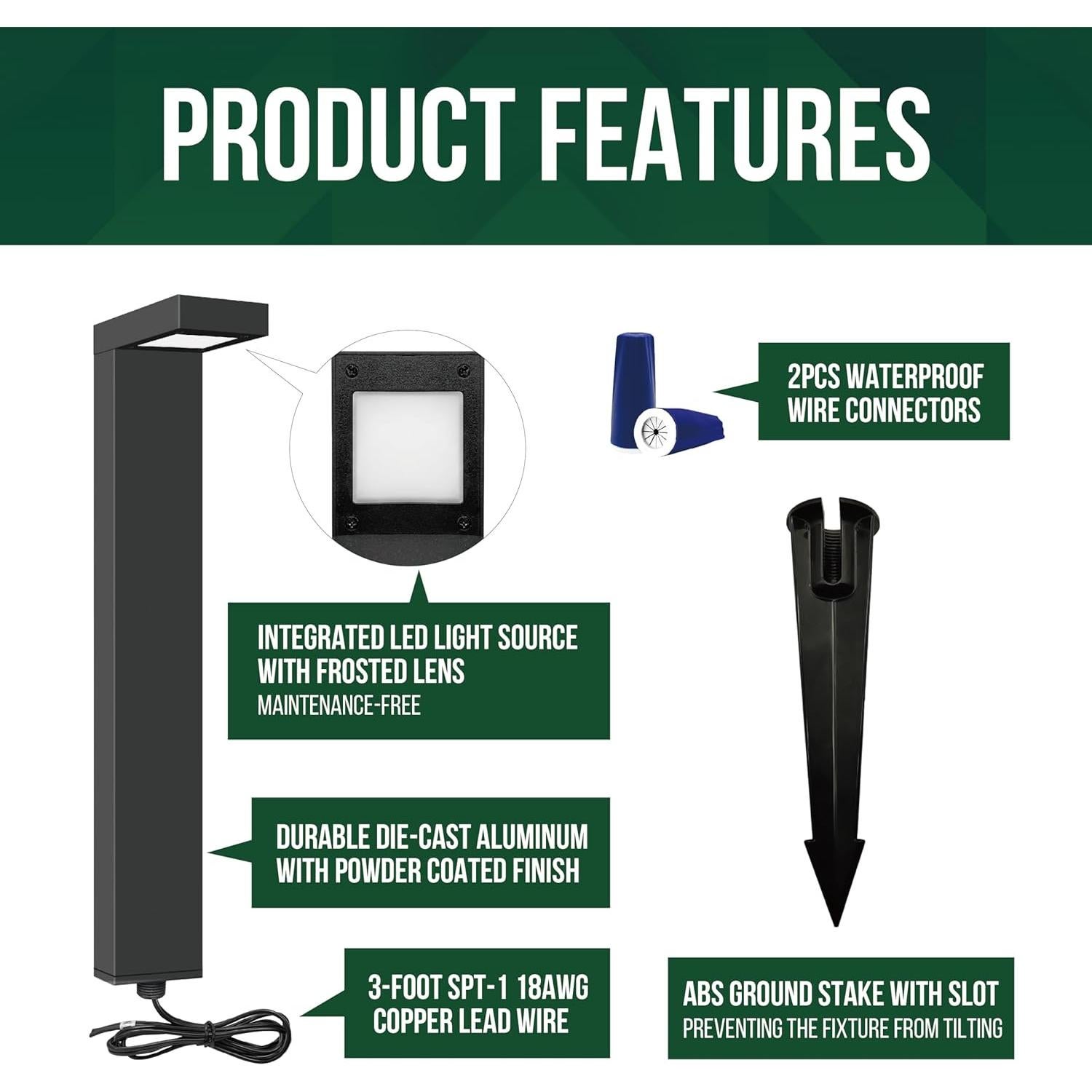 Luces de Paisaje LED GKOLED 4 Piezas 3W 3000K Aluminio