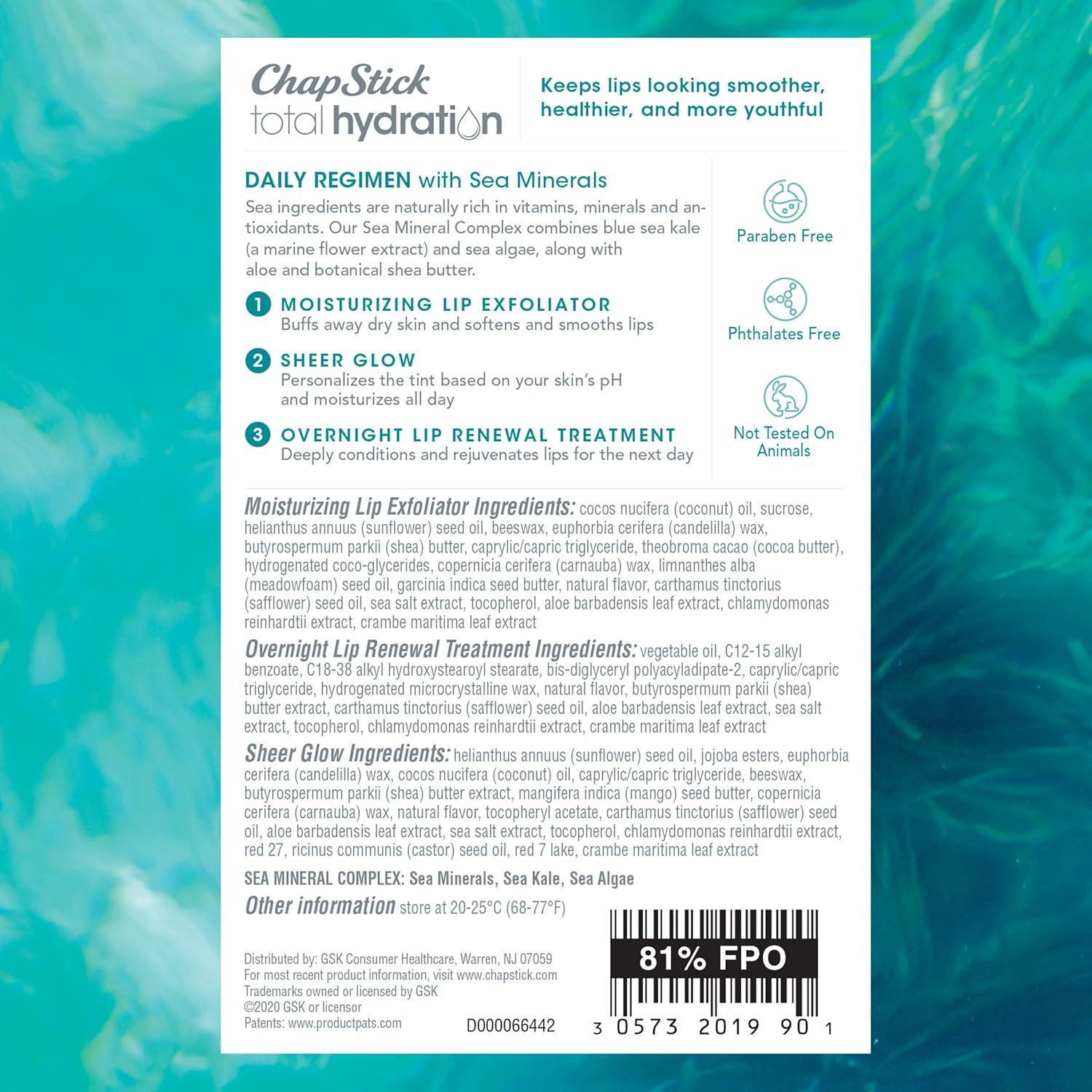 Paquete de regalo ChapStick Total Hydration 3 en 1 - Hidratante, Exfoliante y Tinte