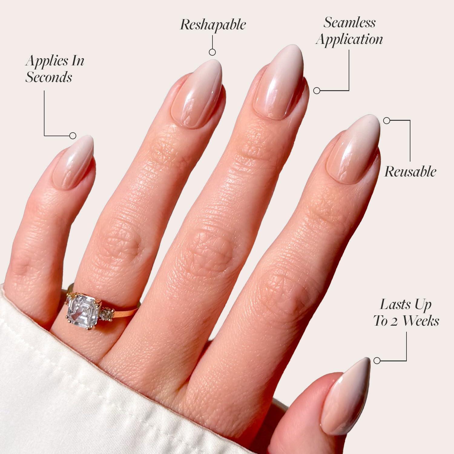 Uñas Postizas Glamnetic Prometido - Ombré Nude Brillante 30 Uñas
