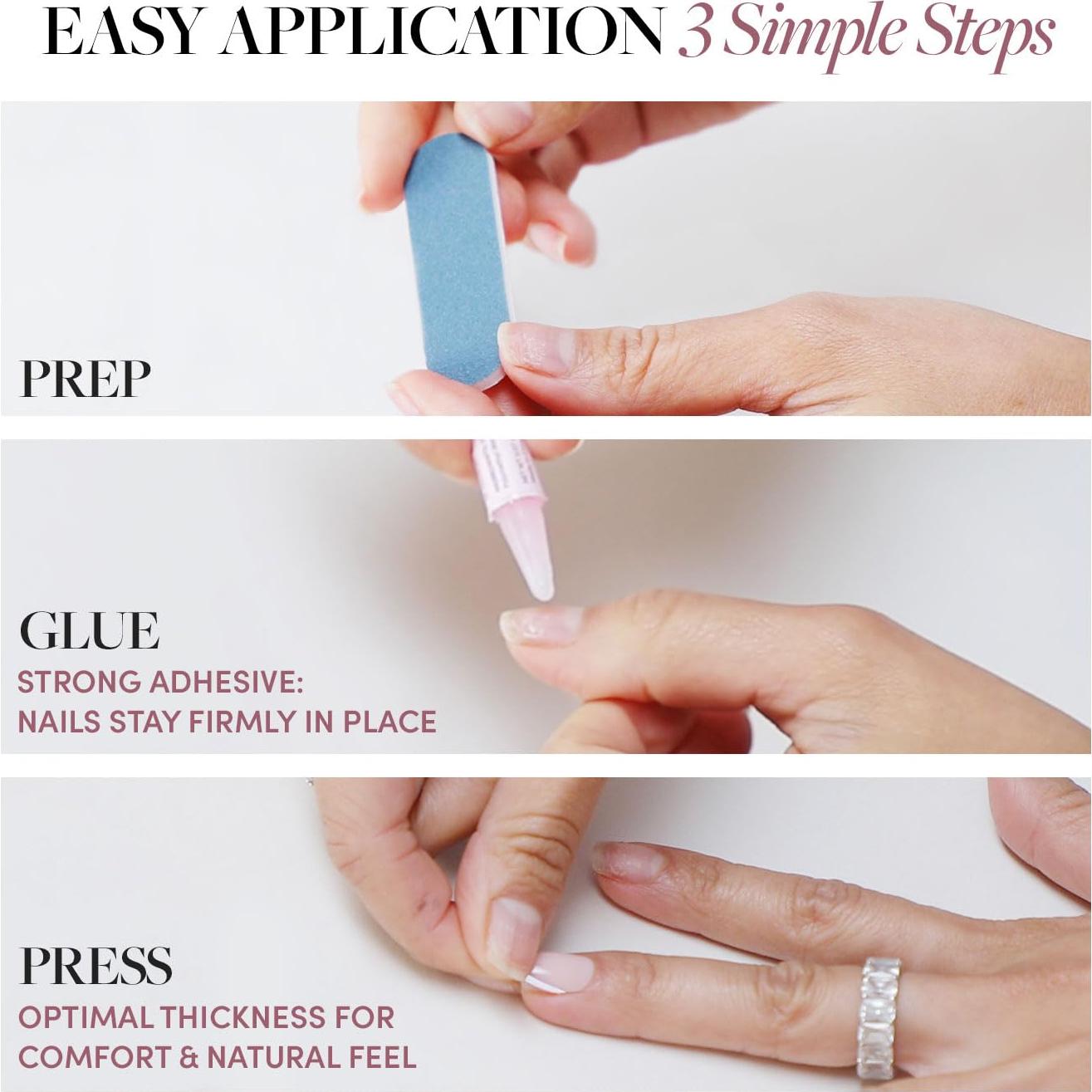 Uñas Postizas Glamnetic Primer Baile Almendra Cortas Nude